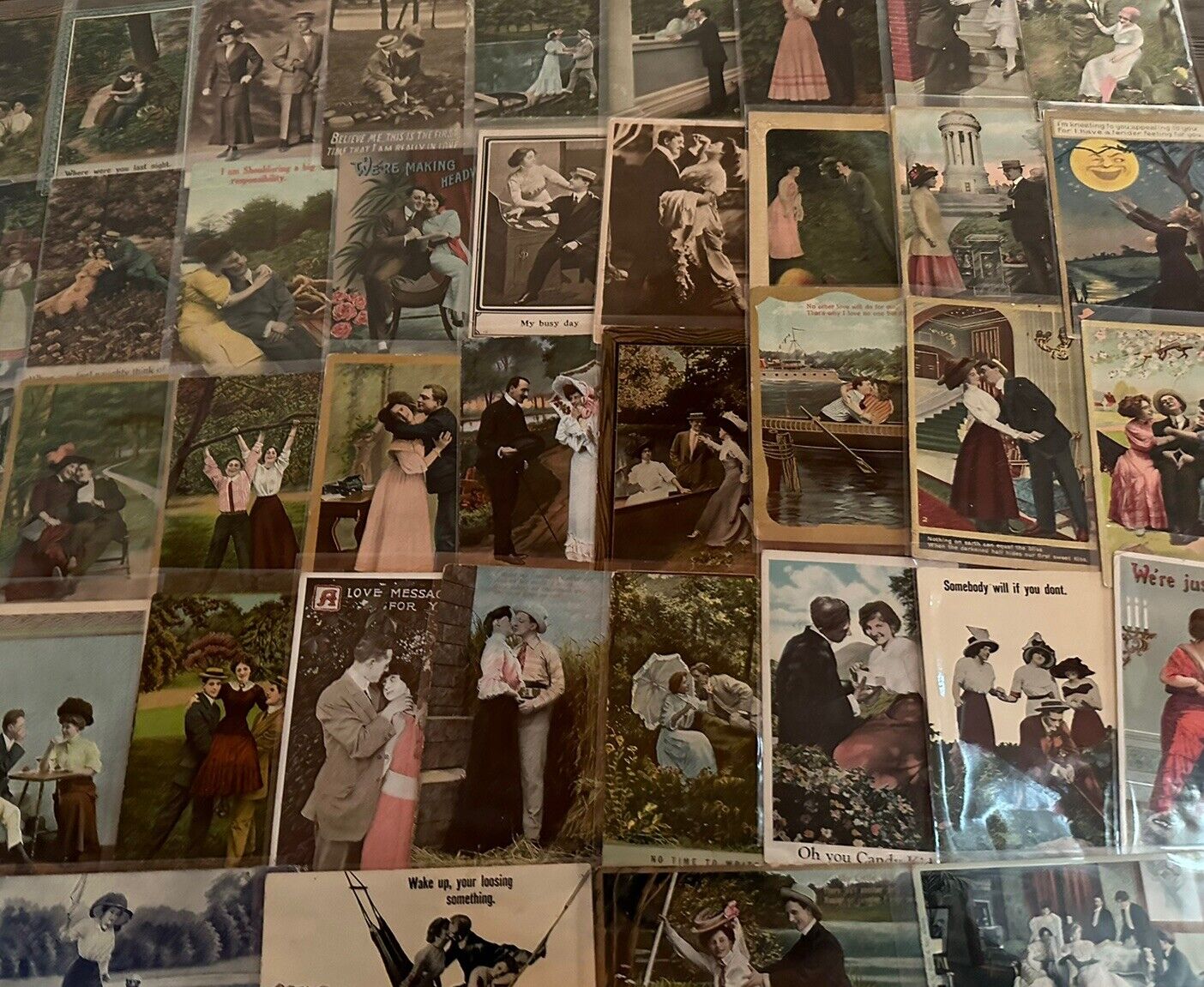 BIG LOT of 100 Romantic~SENTIMENTAL Lovers COURTSHIP~Romance 1900's ~POSTCARDS~