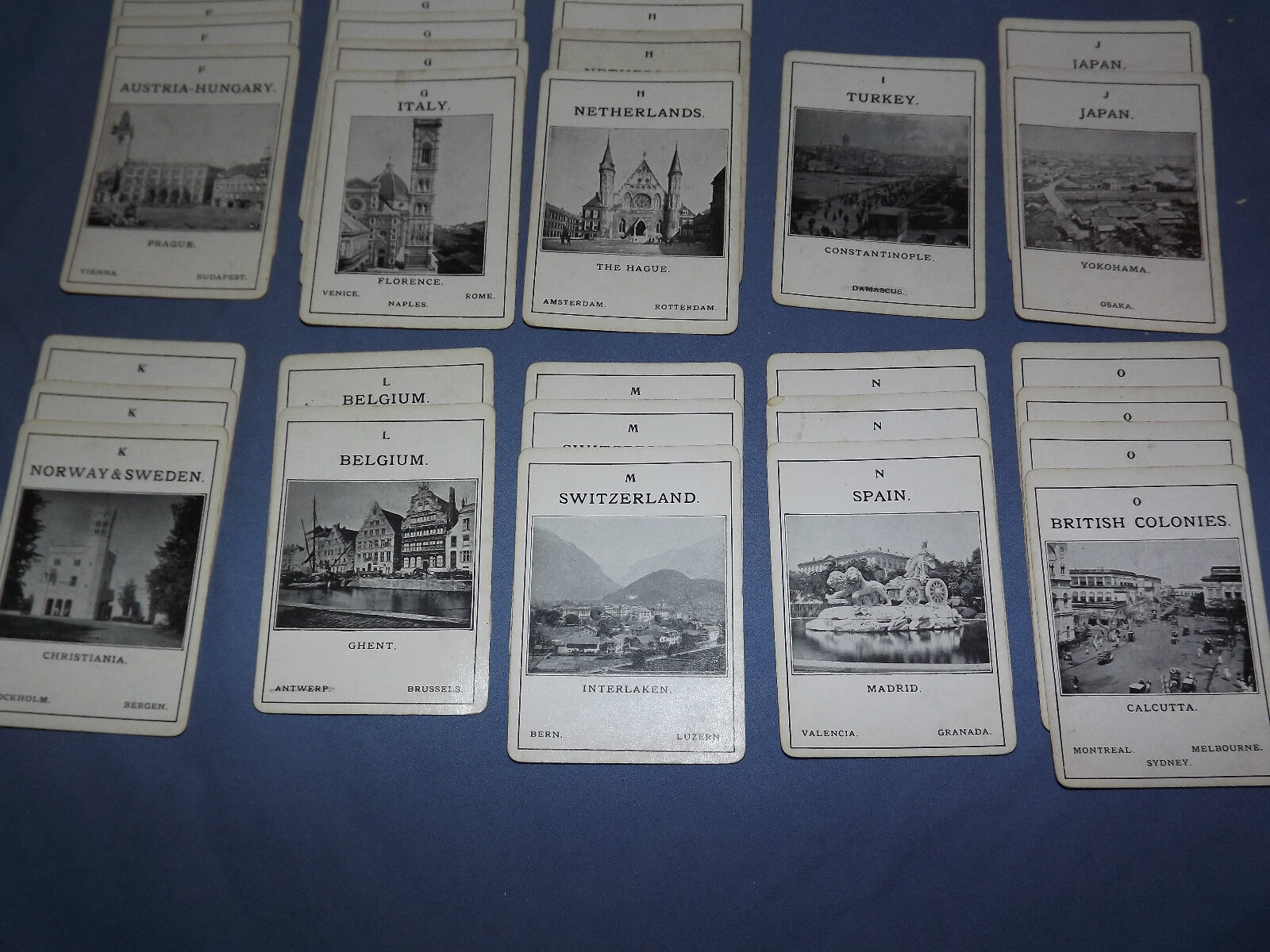 VINTAGE EARLY 1900S 50 PLAYING CARDS VARIOUS CITY & COUNTRIES