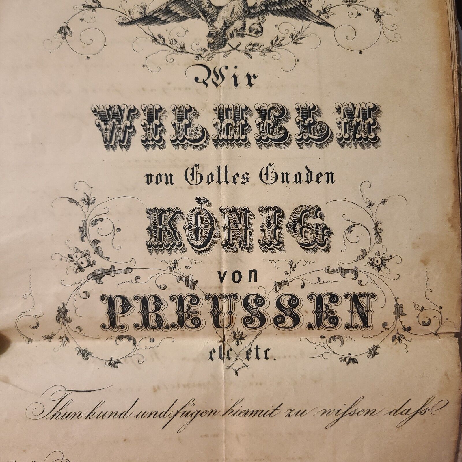 Wilhelm King Of Prussia Document Rare Ephemera 1700's - 1800's See Desciption