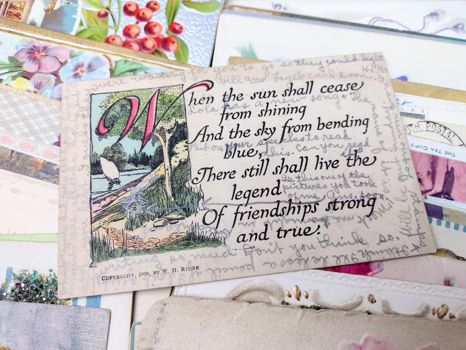 Antique 1800's - 1900's Early Handmade Post Cards x10pcs RANDOMLY SELECTED
