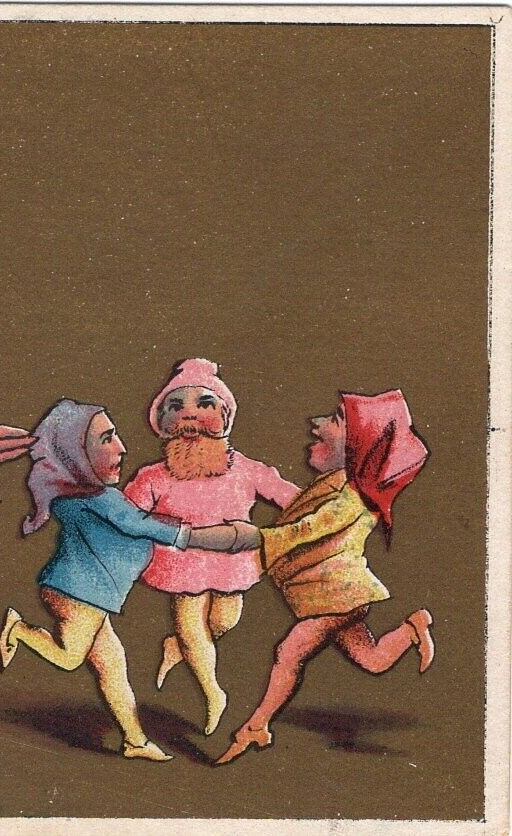 1800's French Trade Card Musician Mandolin Three Dancing Nymphs Blank