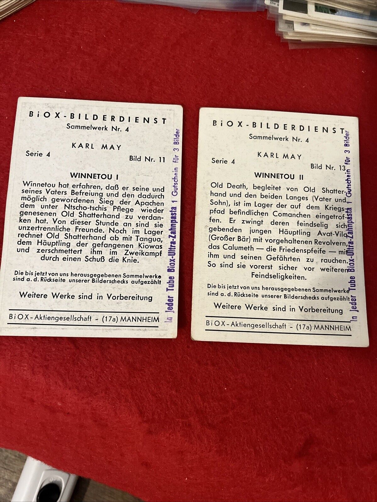 1900s Era Biox Aktiengesellschaft WINNETOU AMERICAN INDIAN Hero KARL MAY Cards-4