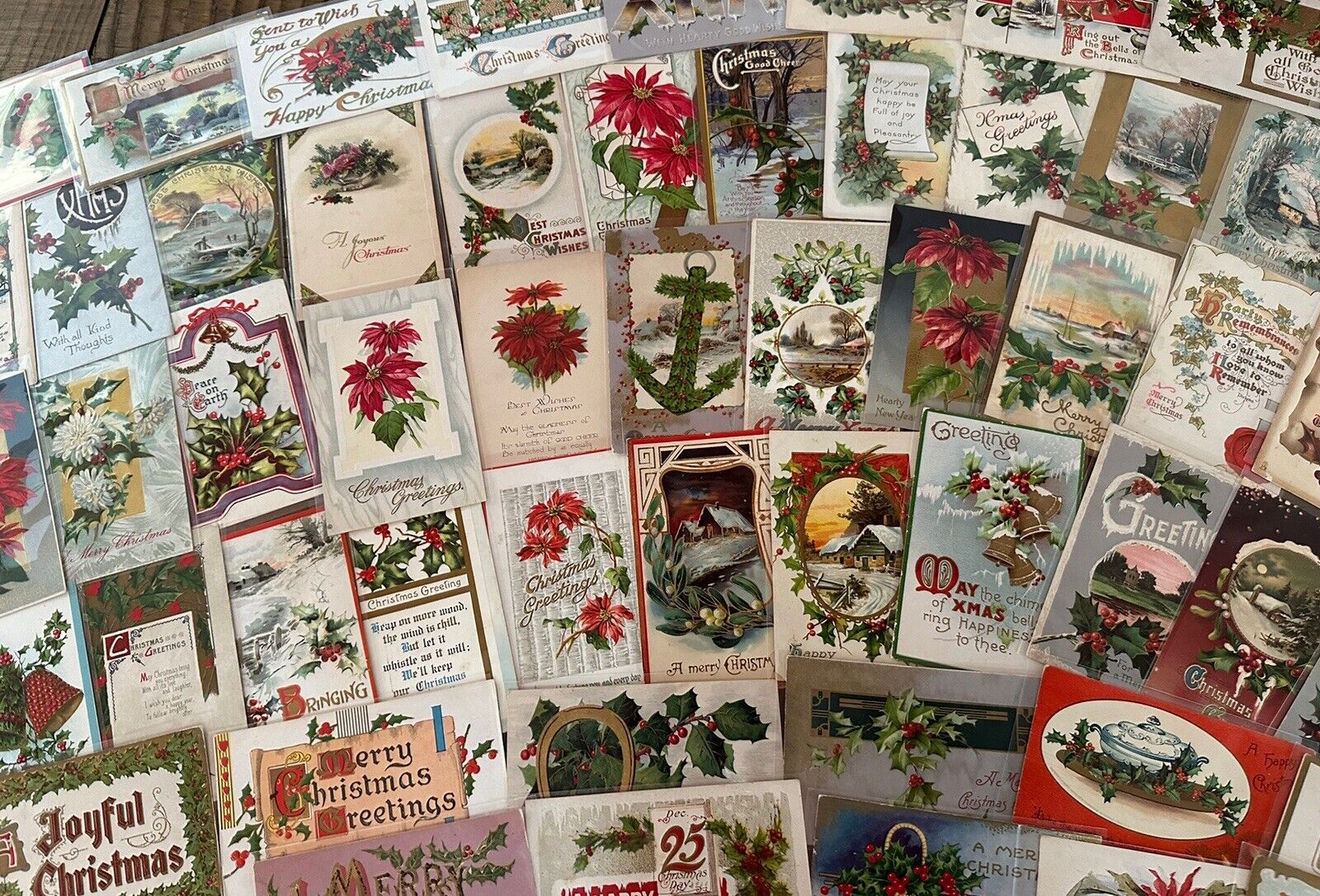 Nice Lot of~100 Antique  Christmas~Vintage 1900's Xmas Postcards~in sleeves~k328