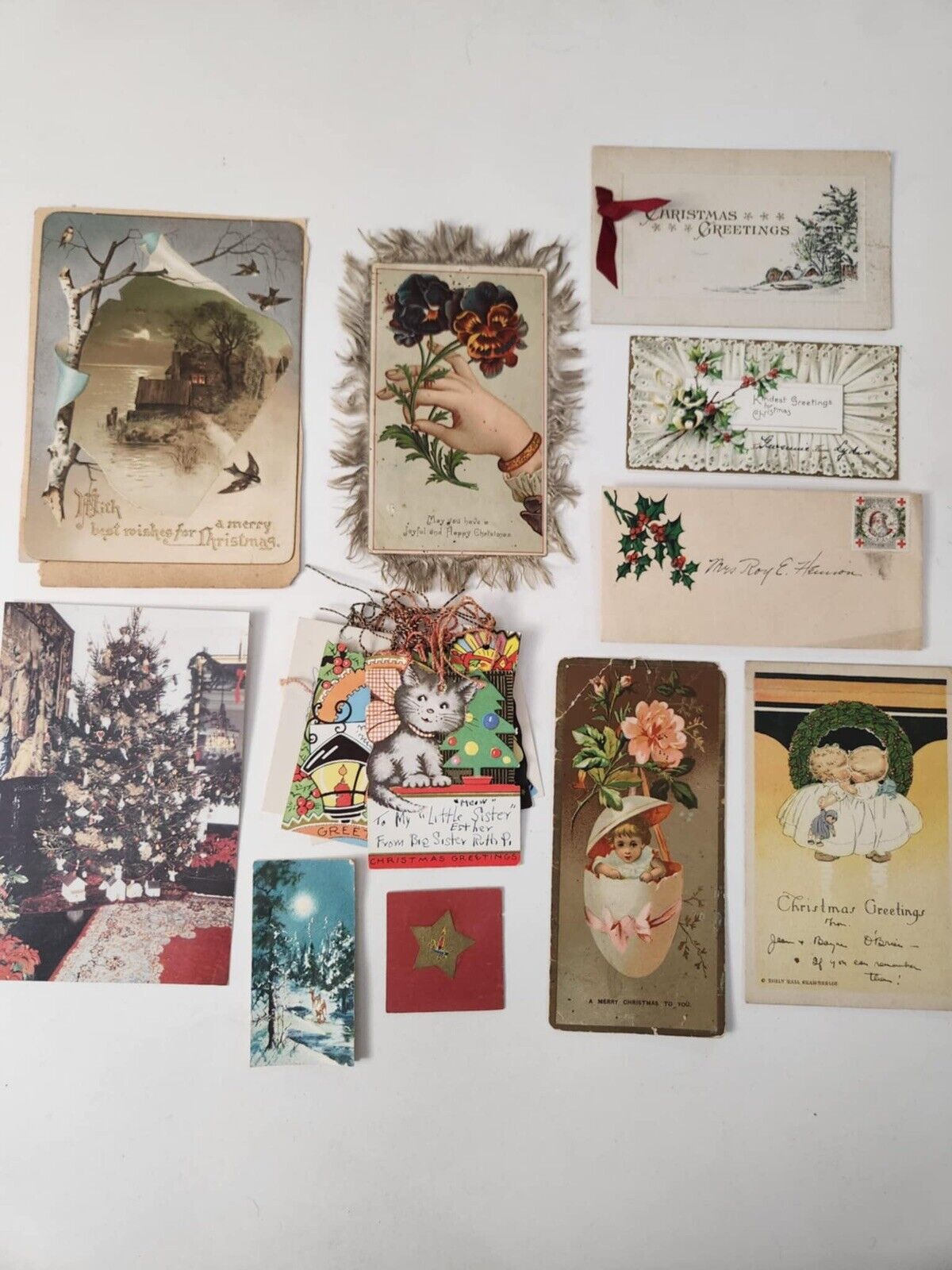 Antique Christmas Greetings Post Cards Various Cards Lot Early 1900's Era