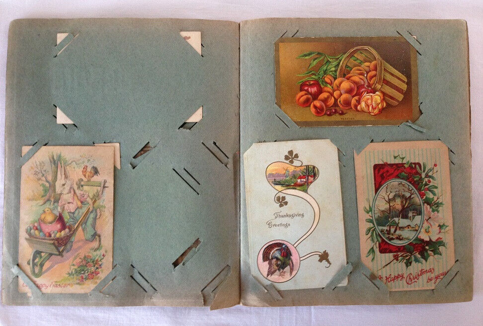 Antique Post Card Collection In Album Late 1800's - Early 1900's