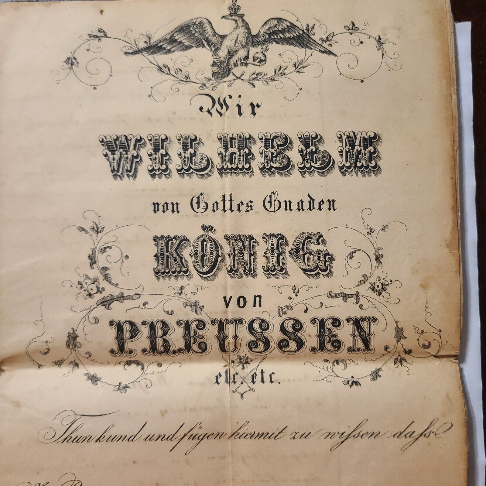 Wilhelm King Of Prussia Document Rare Ephemera 1700's - 1800's See Desciption