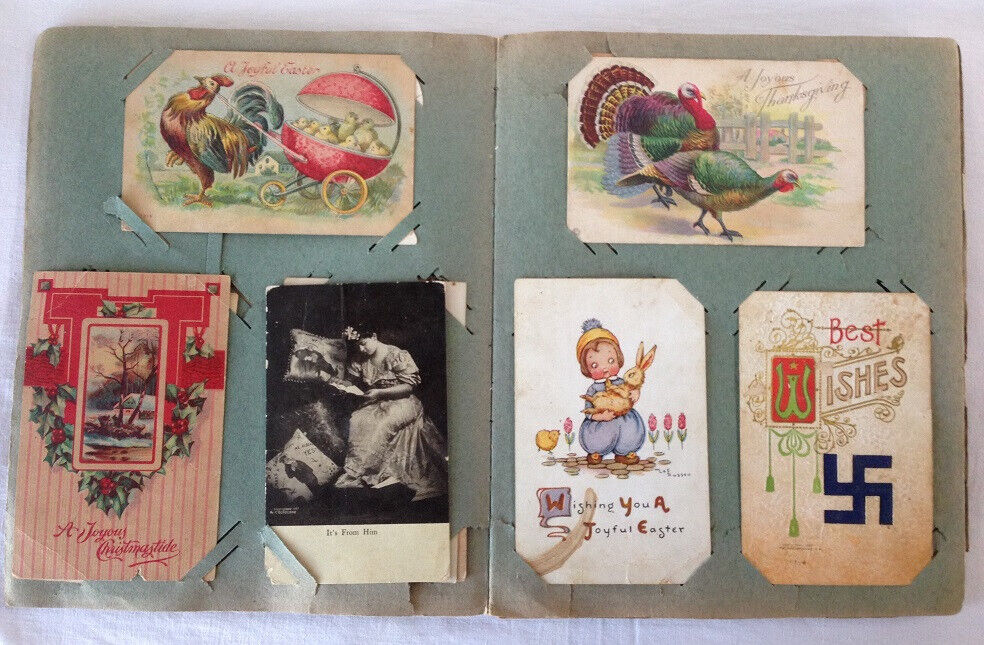 Antique Post Card Collection In Album Late 1800's - Early 1900's