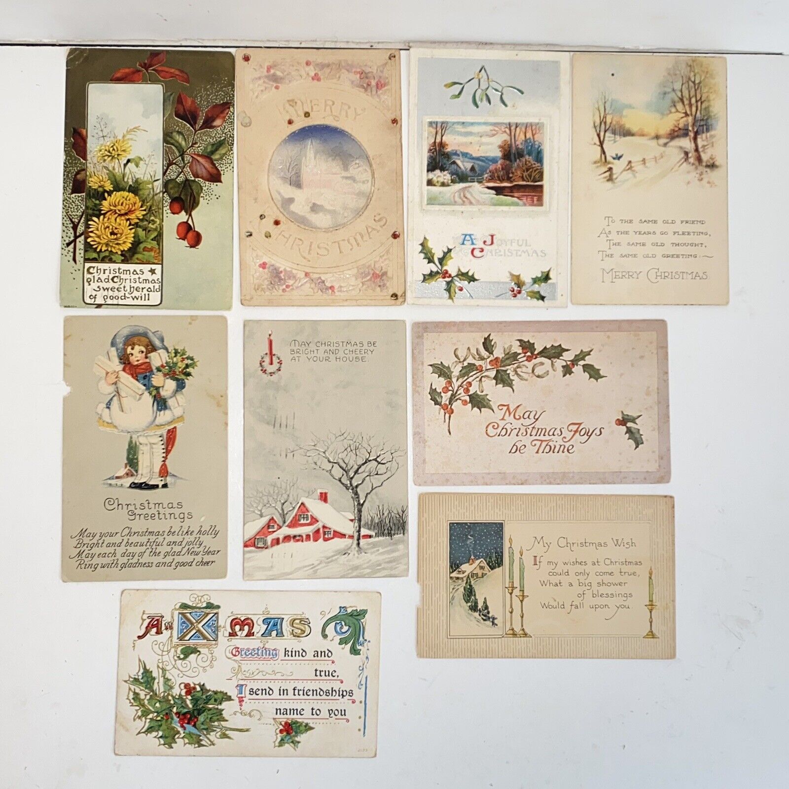 Antique Early 1900s-1920 Christmas and New Year Post Cards Lot of 15
