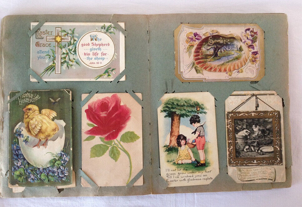 Antique Post Card Collection In Album Late 1800's - Early 1900's