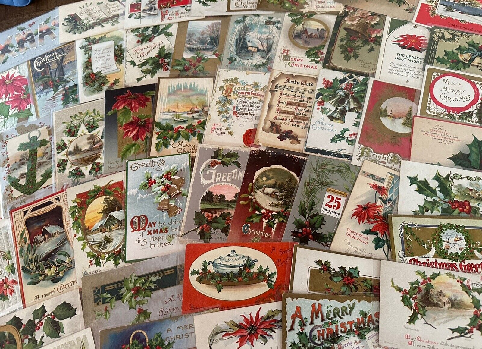 Nice Lot of~100 Antique  Christmas~Vintage 1900's Xmas Postcards~in sleeves~k328