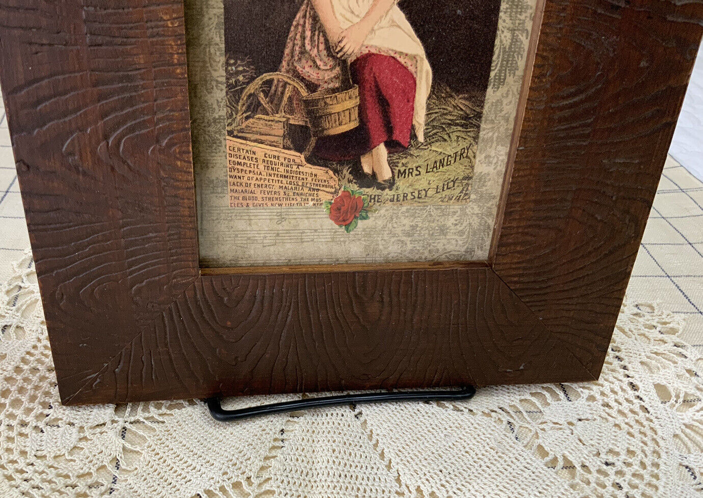 Vintage Antique Framed Victorian Trade Card, Late 1800’s, Lady, Brown’s Bitters