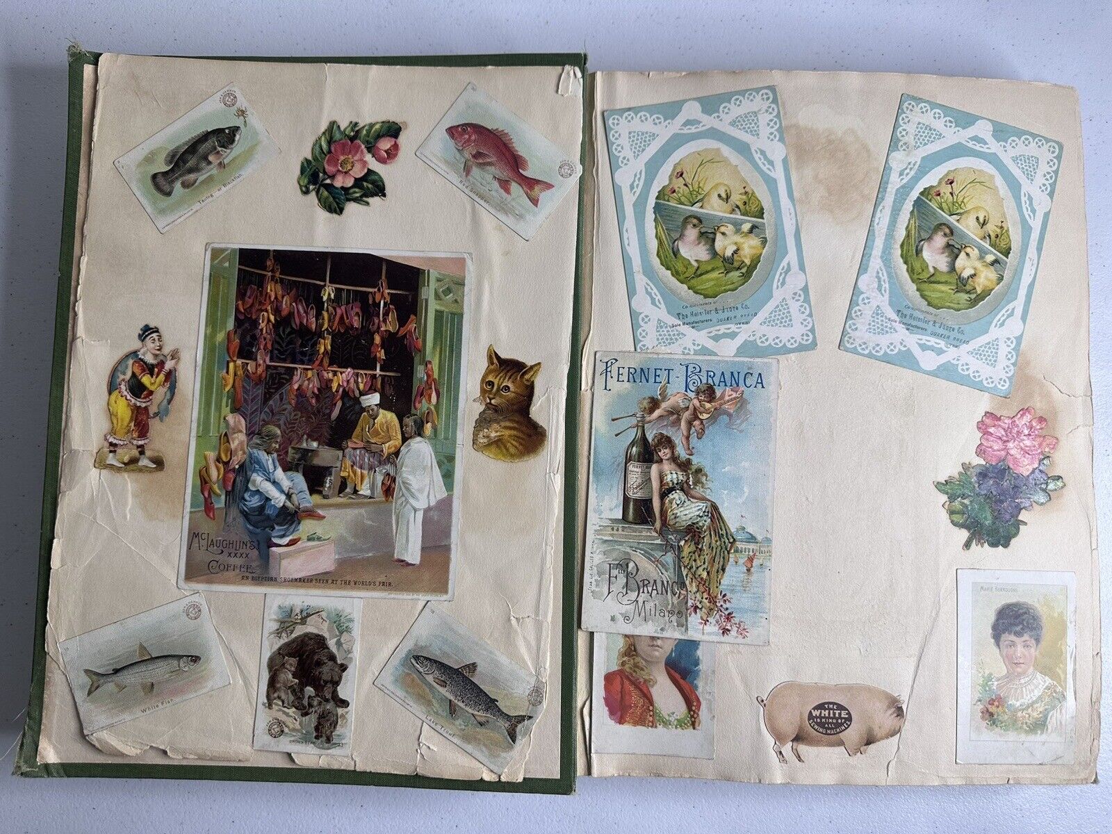 1880s-1900s Antique Scrapbook Album 250+ Cards Tobacco, Ads, Rare Collectibles