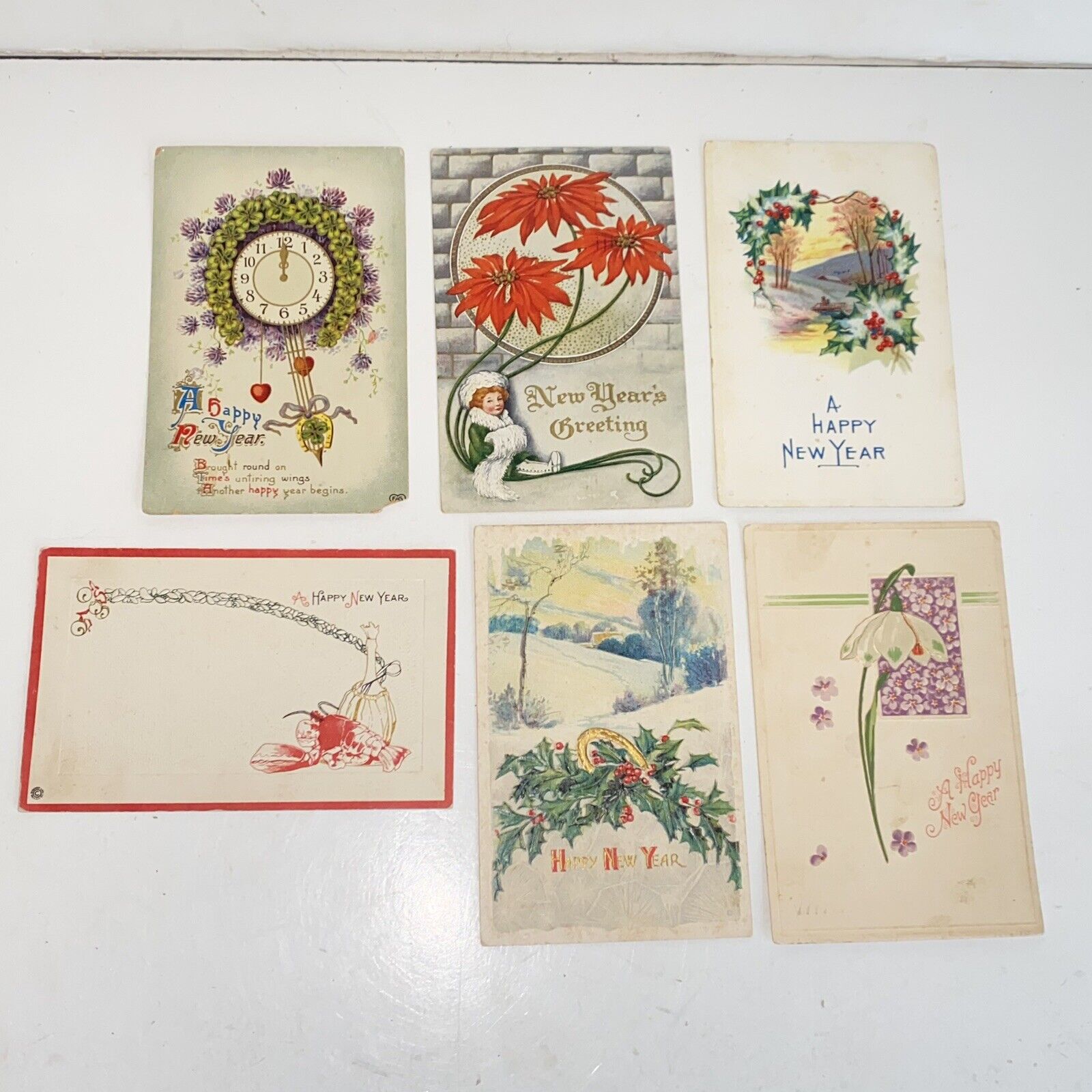 Antique Early 1900s-1920 Christmas and New Year Post Cards Lot of 15