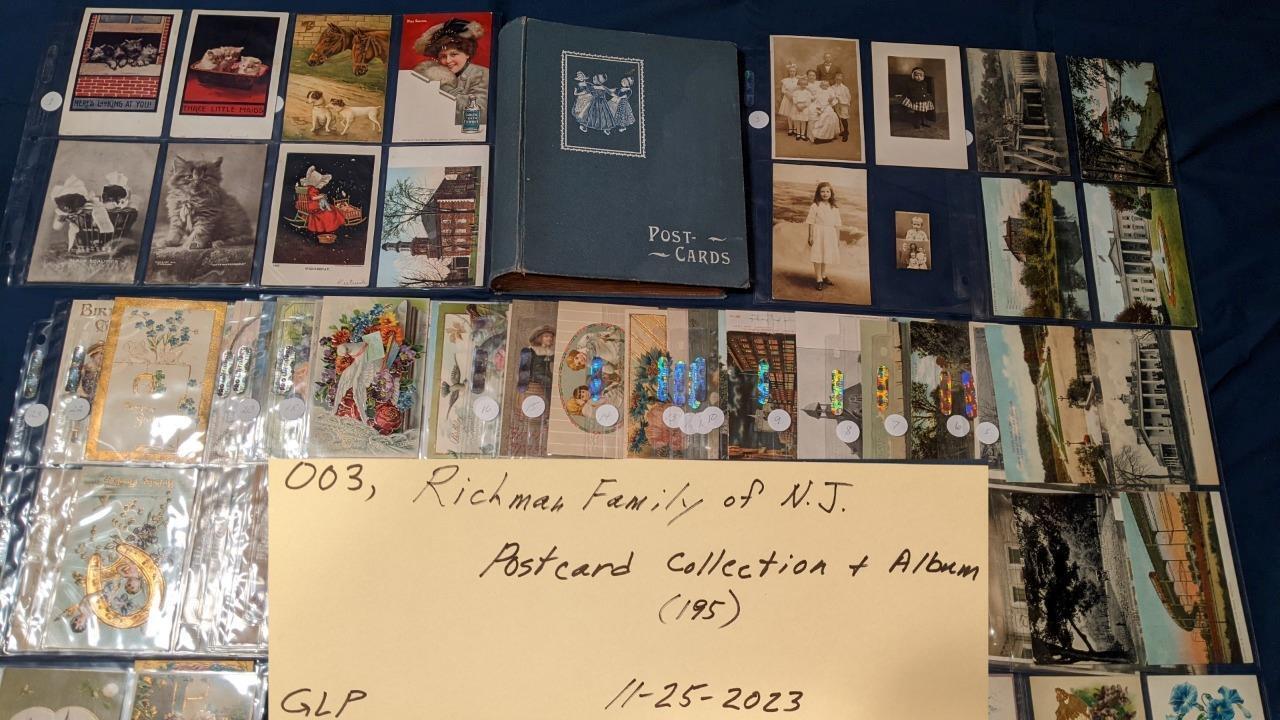 003, Collection of 195 pcs Postcards, Richman Family, NJ, 1900s-1920s, FREE S&H