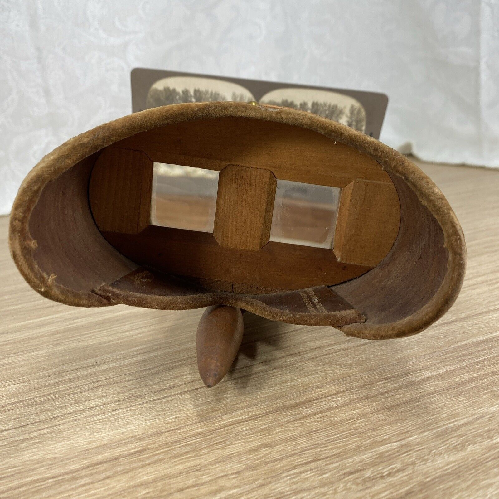 Antique Vintage Wood Stereoscope Viewer Late 1800s Early 1900s & 12 Cards Lot