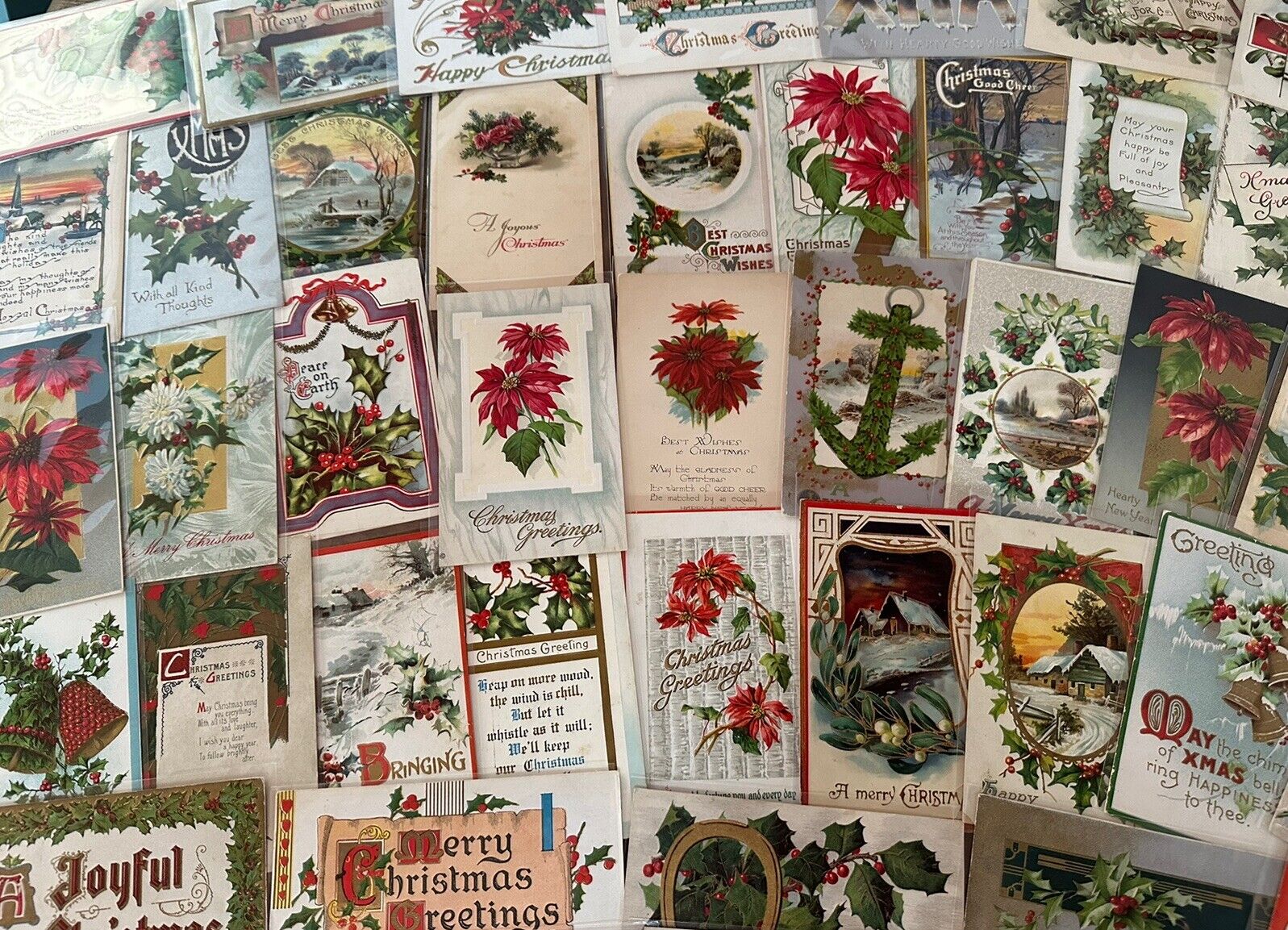 Nice Lot of~100 Antique  Christmas~Vintage 1900's Xmas Postcards~in sleeves~k328