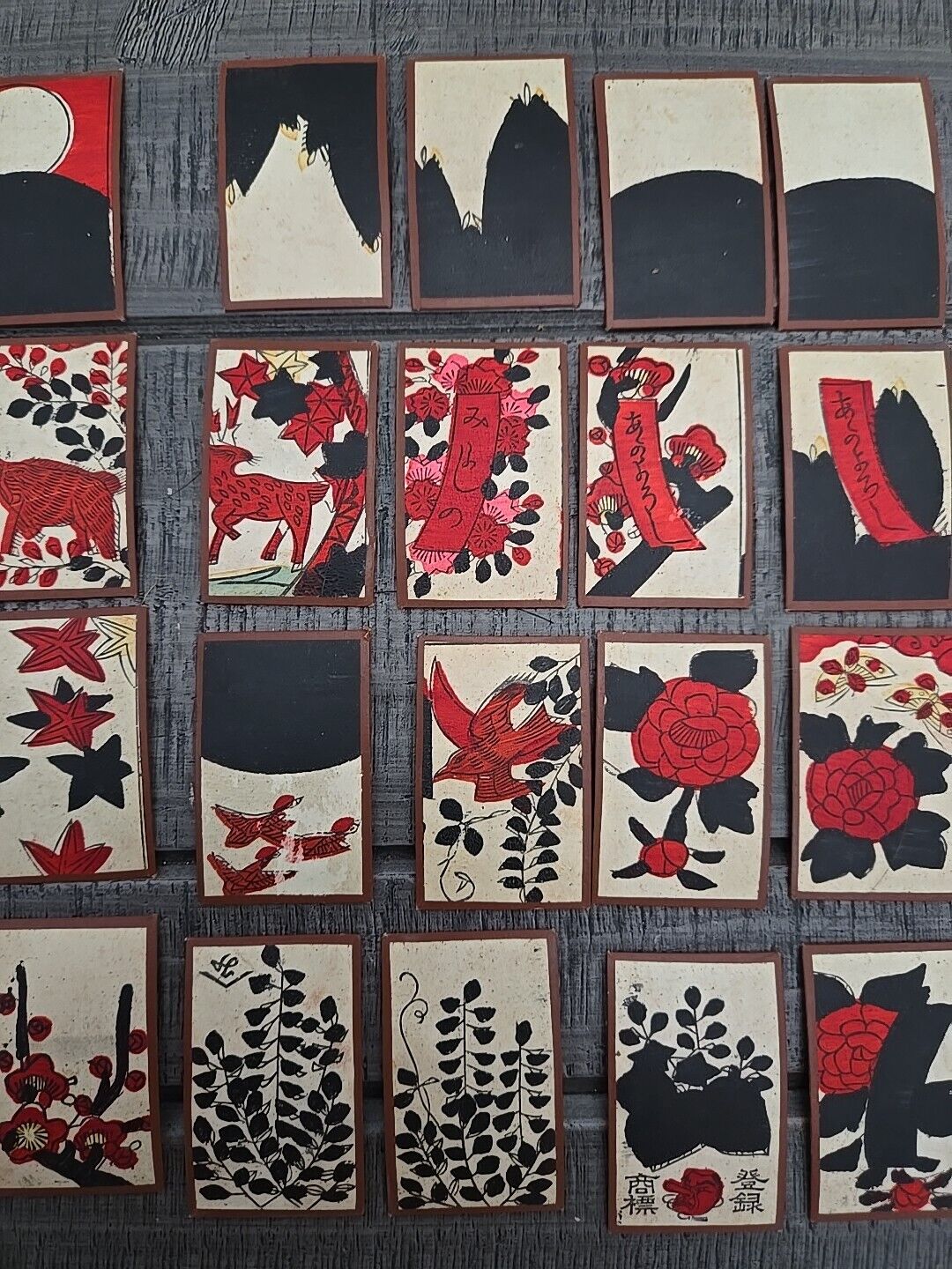 Rare Vintage Japanese Hanafuda Cards 'Komaru' Tengu Nintendo 1900's-1930's Japan