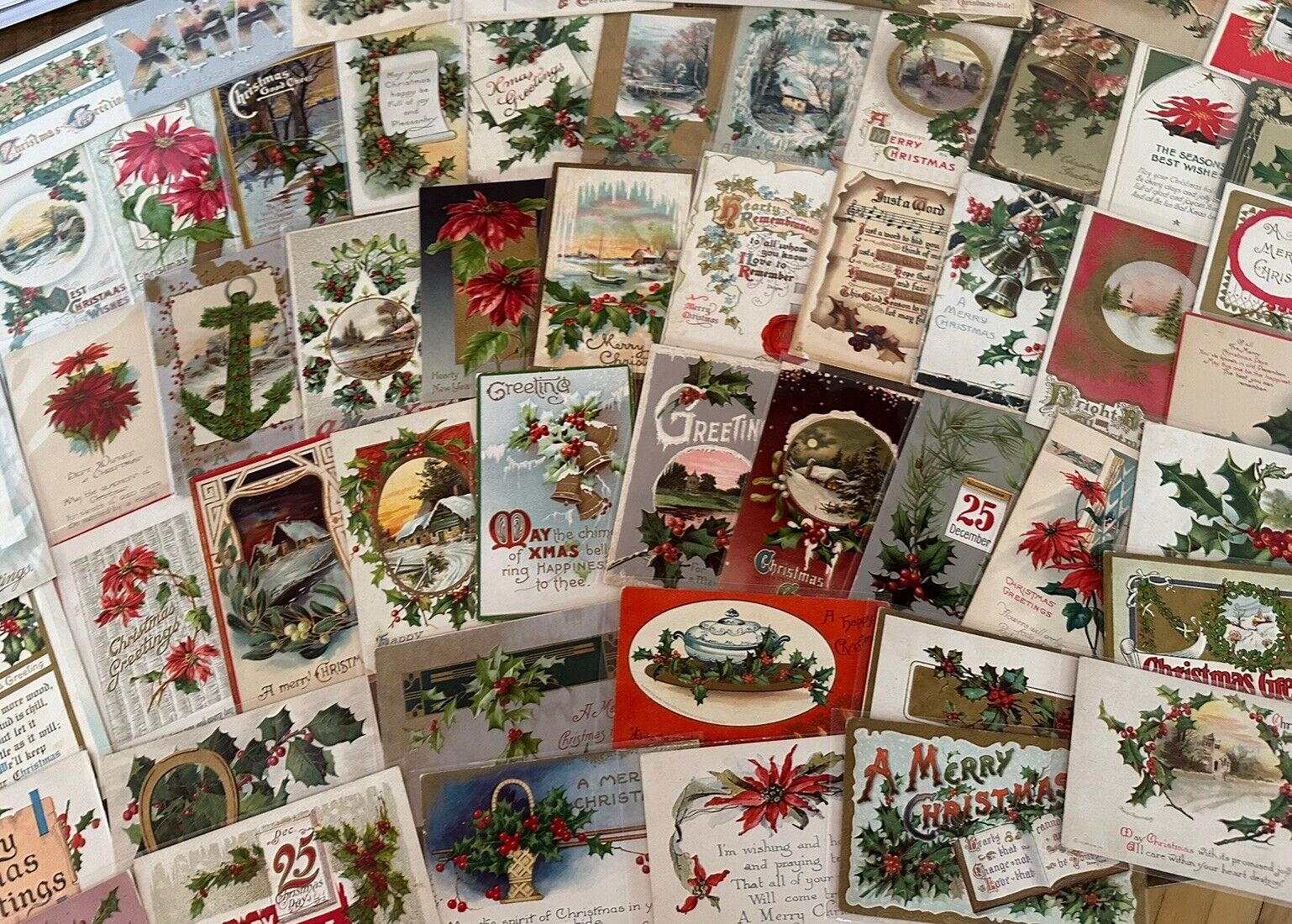 Nice Lot of~100 Antique  Christmas~Vintage 1900's Xmas Postcards~in sleeves~k328