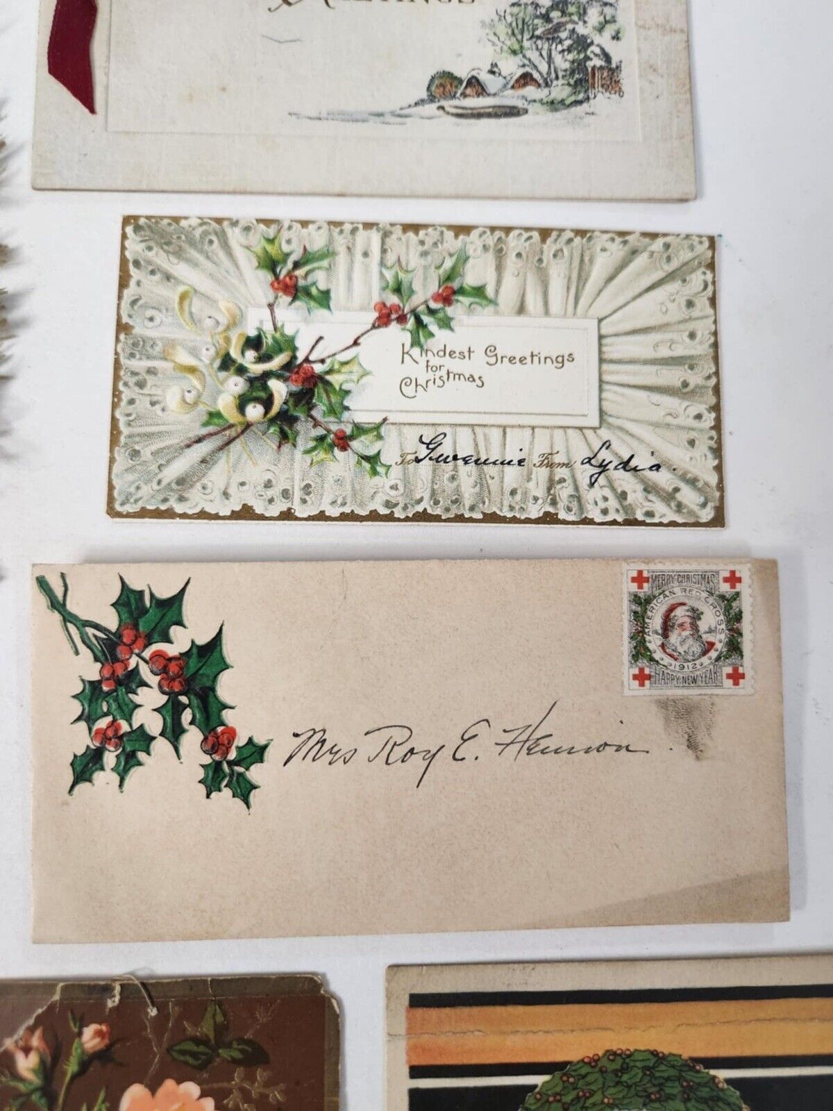 Antique Christmas Greetings Post Cards Various Cards Lot Early 1900's Era
