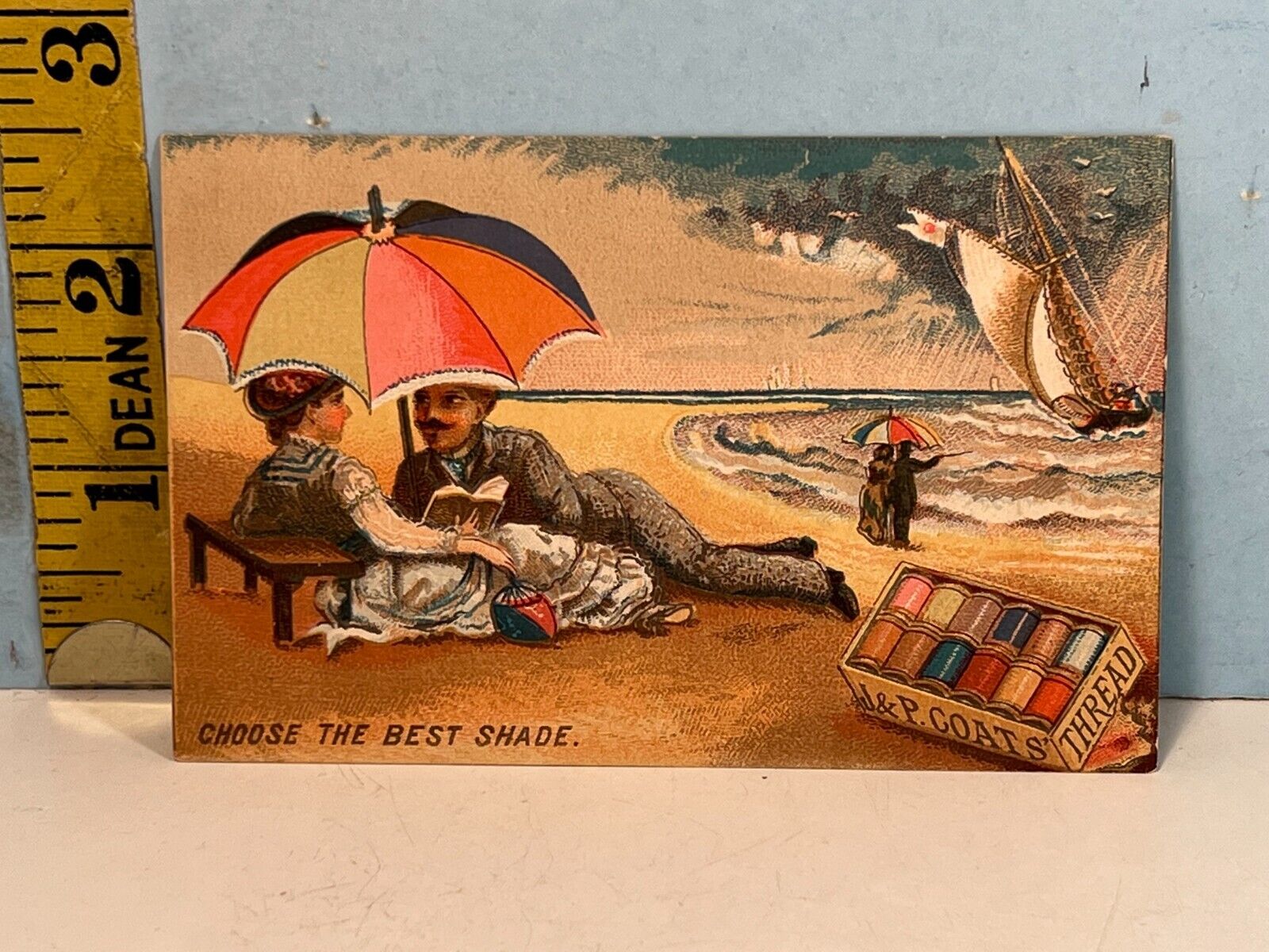 1800's J&P Coats  (sold by E. Egbert Keel) Sewing Mache Findings Trade Card