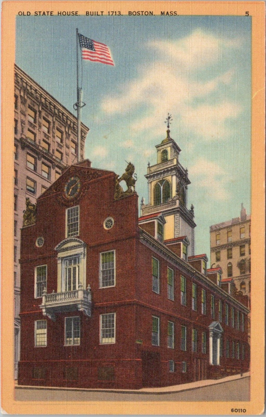 Linen PC * Historic State House Built in early 1700s Boston Massachusetts 1940s