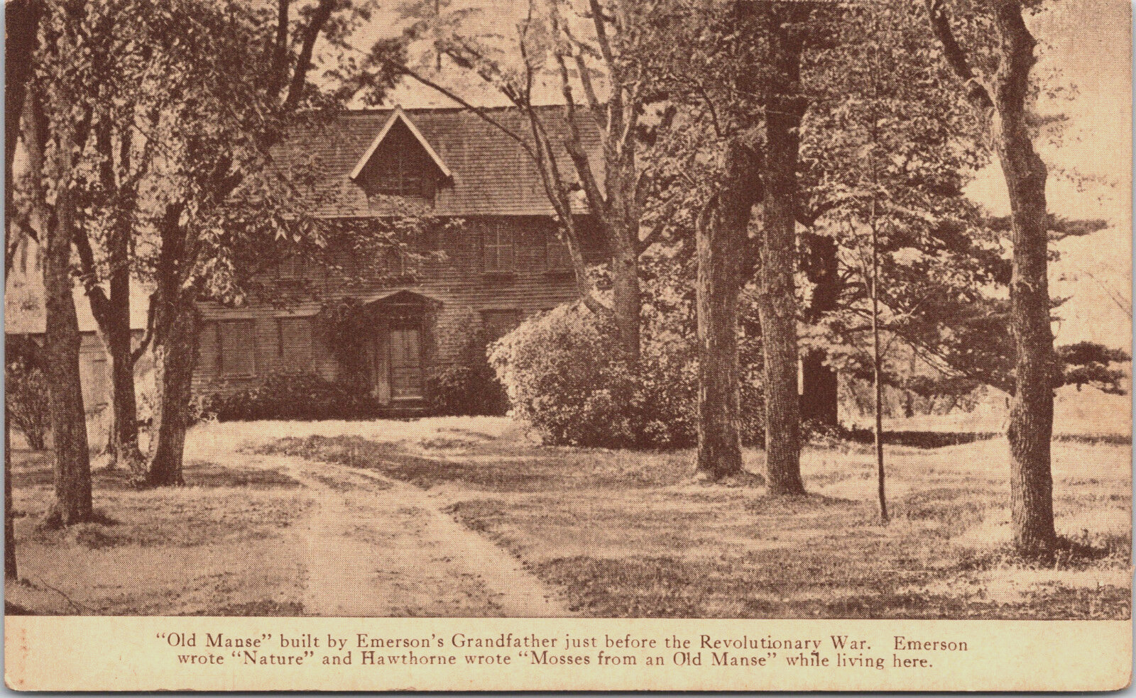 Concord MA Massachusetts 1700s Old Manse House Hawthorne Emerson Poems Postcard