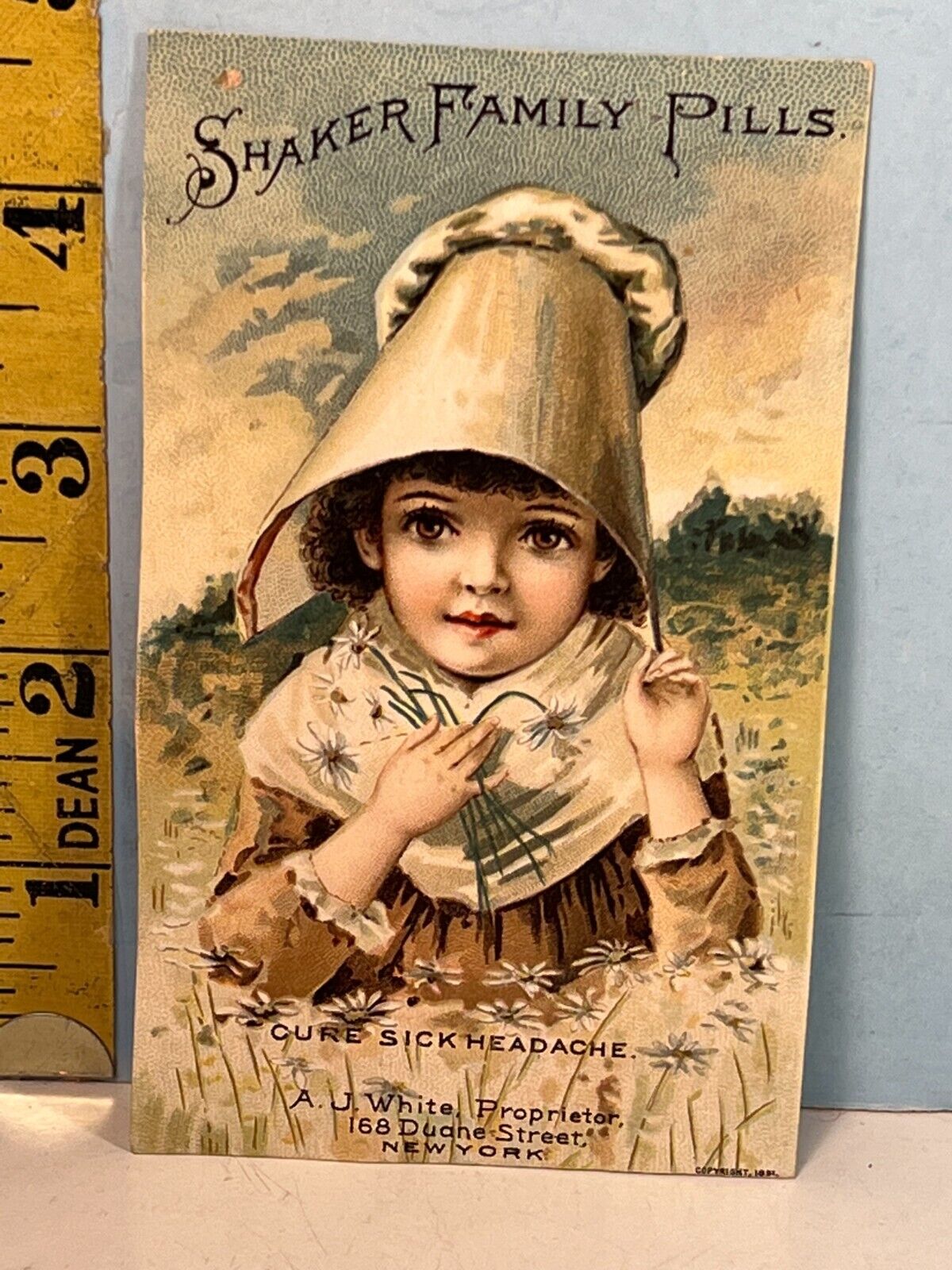 1800's Shaker Family Pills- A. J. White proprietor- Trade Card