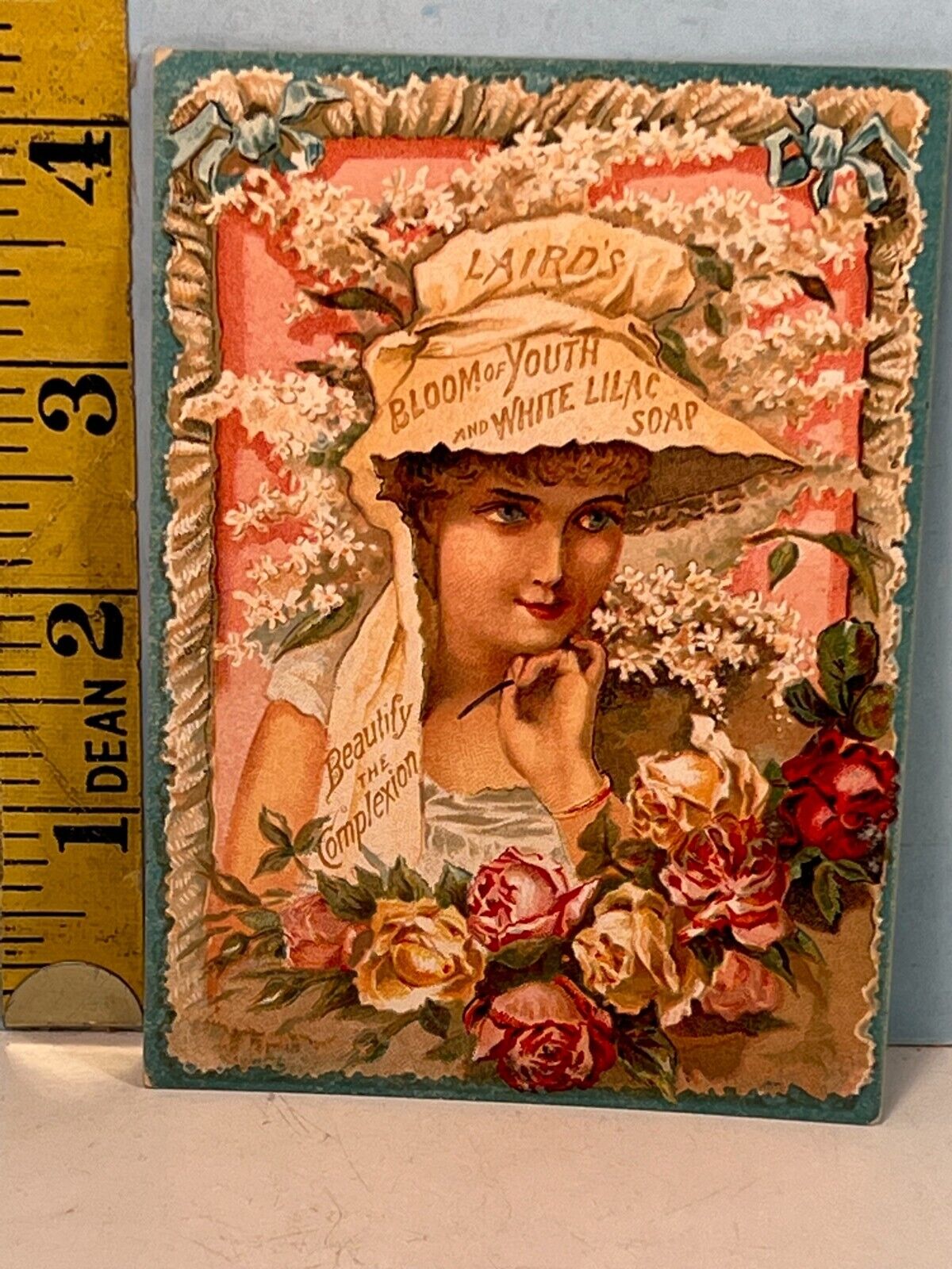 1800's Laird's Bloom or Youth & White Lilac Soap Sales Trade card .