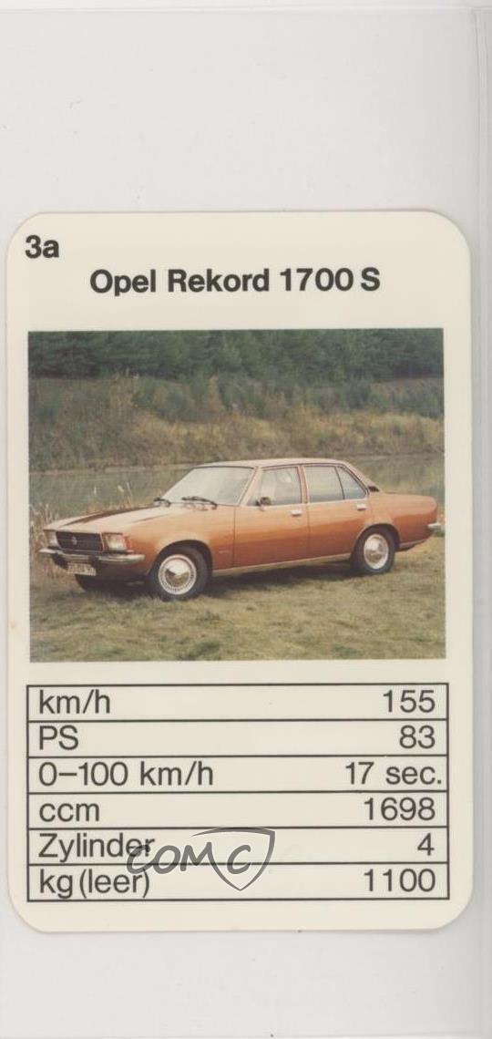 1974 Bielefelder Spielkarten Top Trumpf PS Hits Opel Rekord 1700 S #3a 0q3