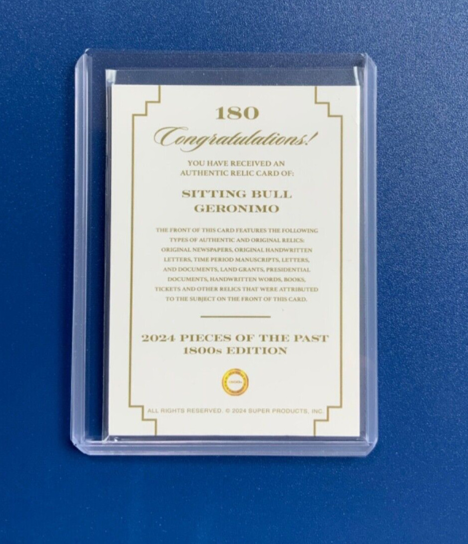 2024 pieces of the past 1800s, Geronimo, sitting bull dual rare relic card.