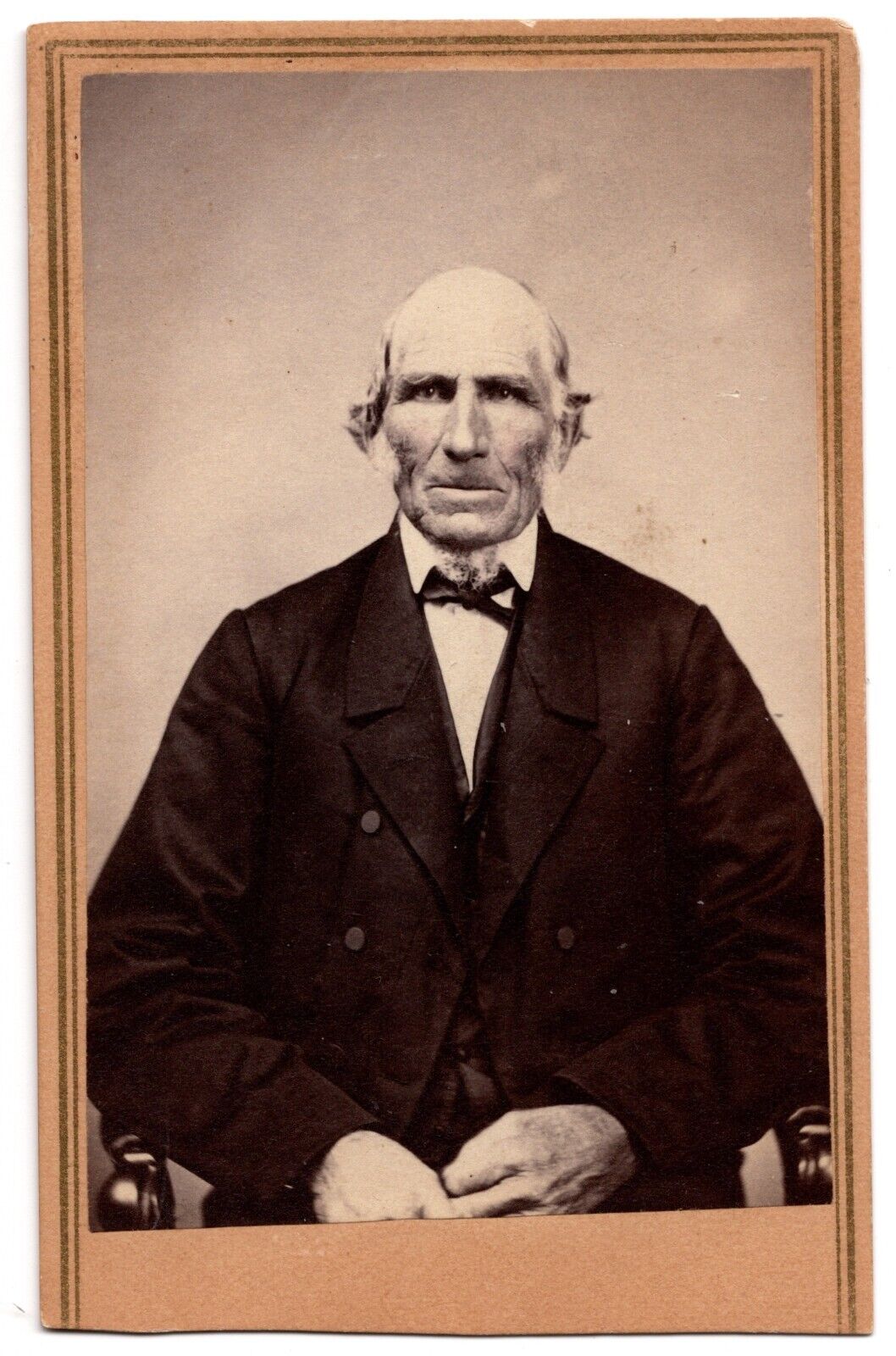 ANTIQUE CDV CIRCA 1860s H.T. BLANCHARD OLD 1700s MAN IN SUIT NEWPORT VERMONT