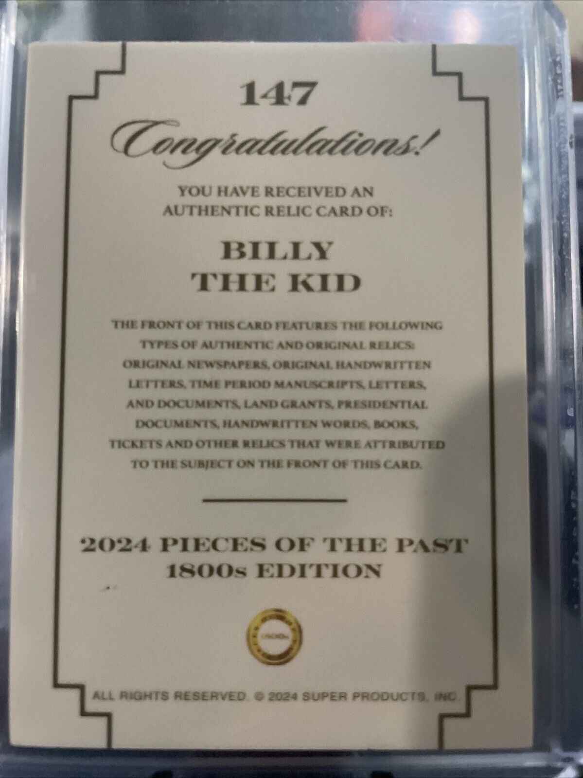 2024 Pieces Of The Past 1800s Edition BILLY THE KID Authentic Written Relic