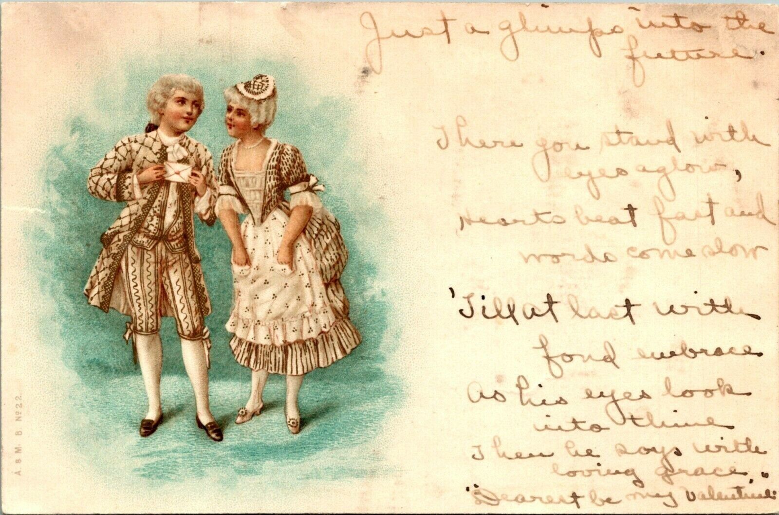 French Couple 1700's Private Mailing Card, Act of Congress Card ASM No 22