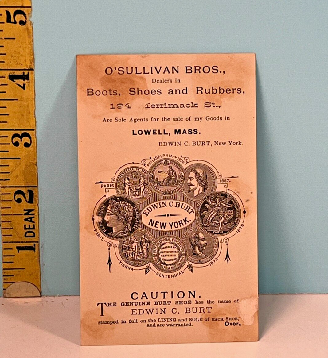 1800's Edwin C. Burt Boots, Shoes, Rubbers, New York, Ny trade card.