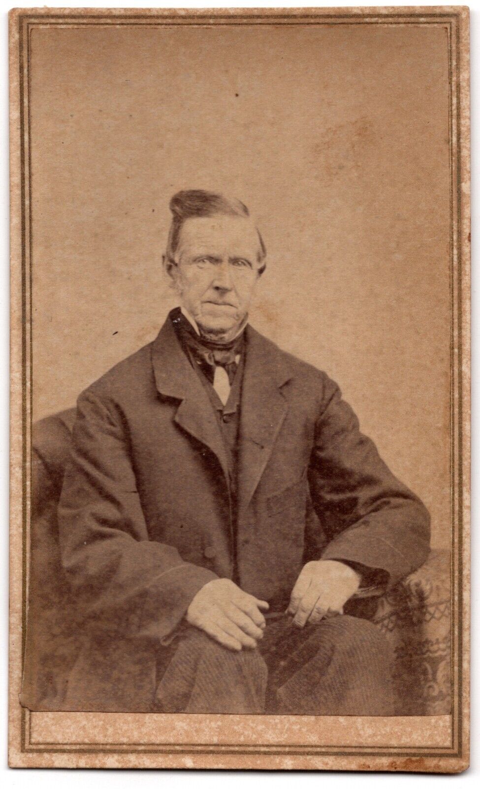 ANTIQUE CDV C. 1860s HANDSOME OLD 1700s? MAN IN SUIT G.N. GEANNISS WATERBURY CT.