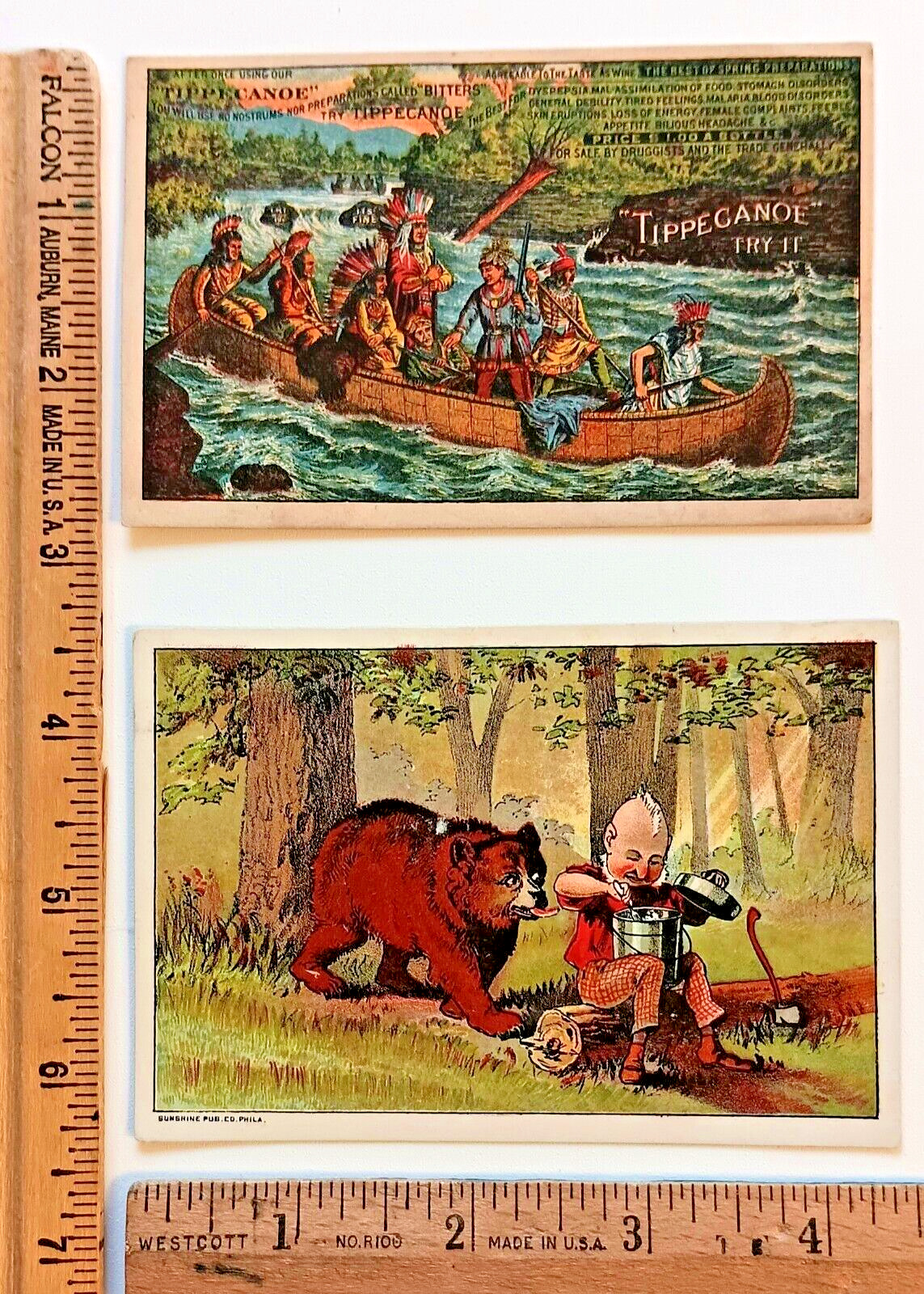 Antique Tippecanoe Bitters, Vermifuge Victorian Trade Cards Quack Medicine