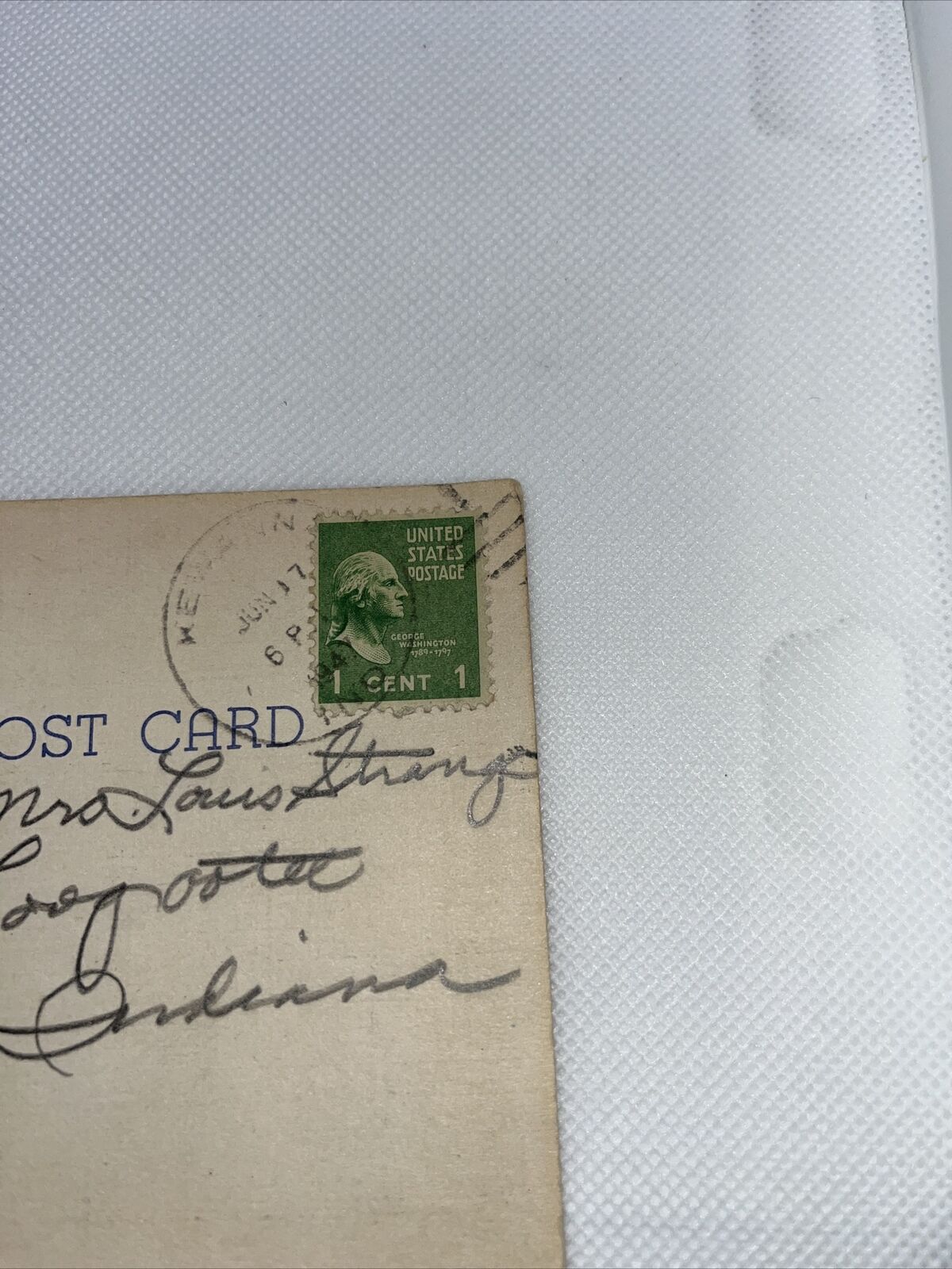 VINTAGE Fishing Postcard With  1 CENT WASHINGTON U.S. POSTAGE STAMP Cancel 1947