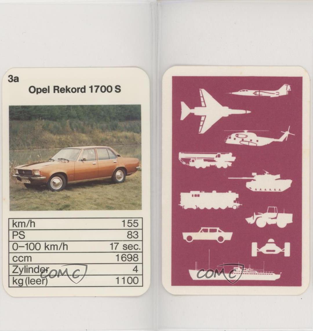 1974 Bielefelder Spielkarten Top Trumpf PS Hits Opel Rekord 1700 S #3a 0q3