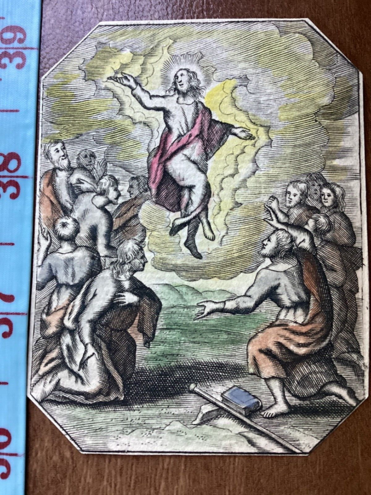 Antique Holy Card Jesus Christ. Religious Print 1700’s
