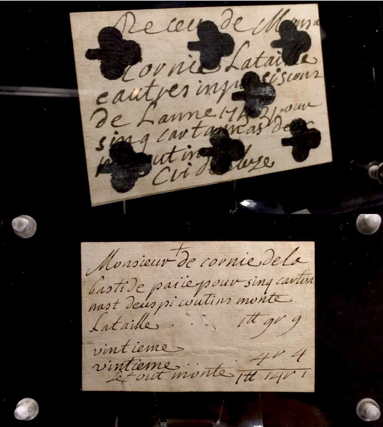 1700’s Old Europe Double Side Scripted Document Antique Playing Cards Single