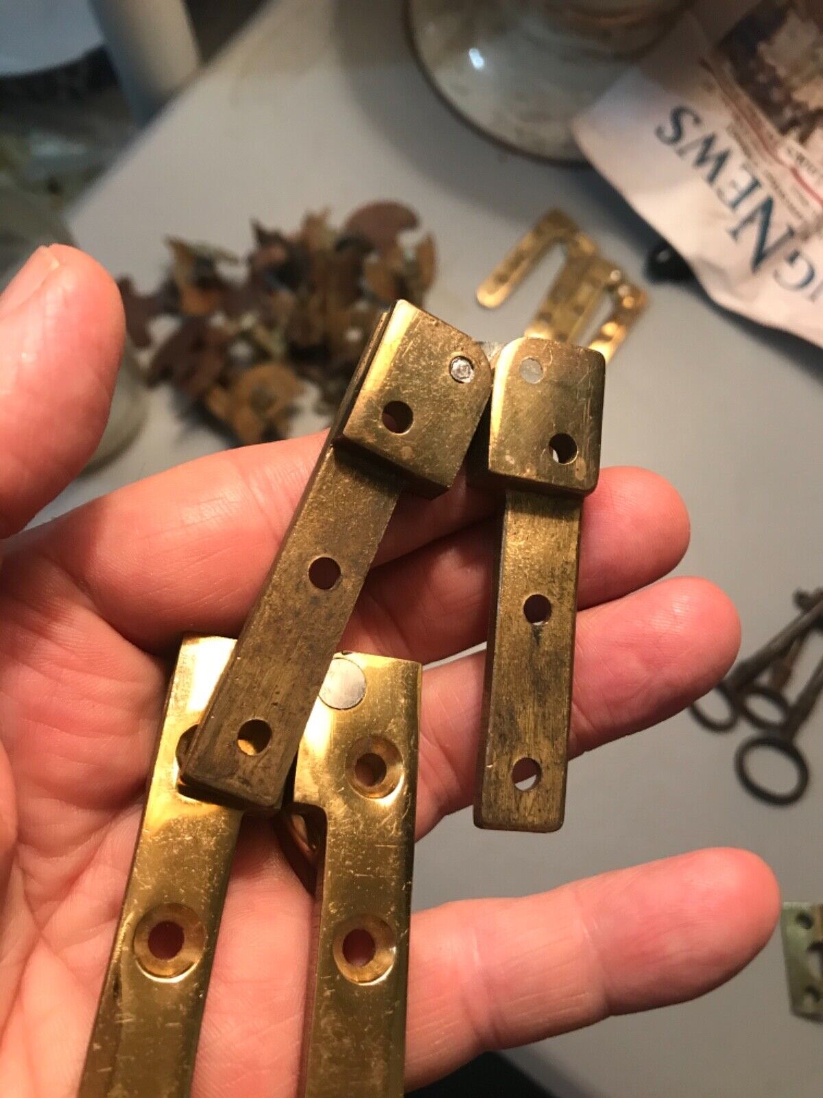 Original CARD-TABLE “ KNIFE”  18th Century STYLE Brass Period Hinges Spectacular