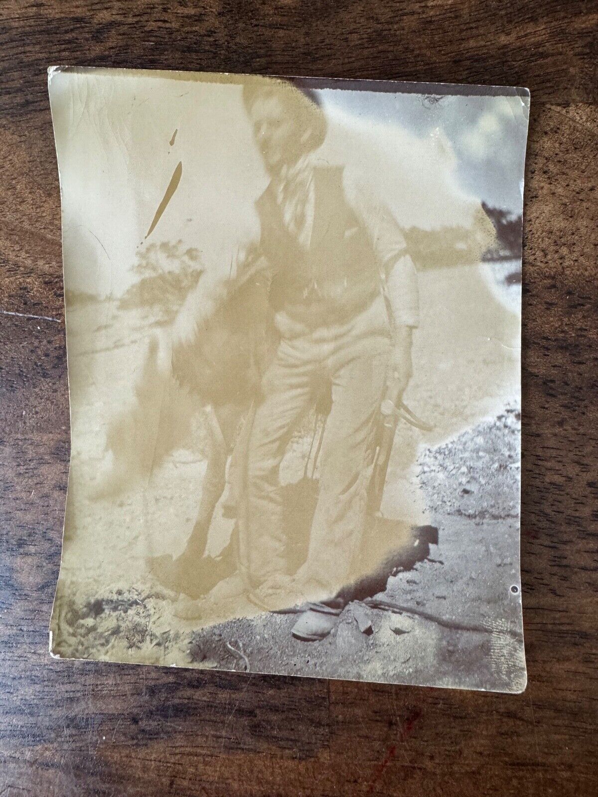 Vintage Photo of a Man & Donkey