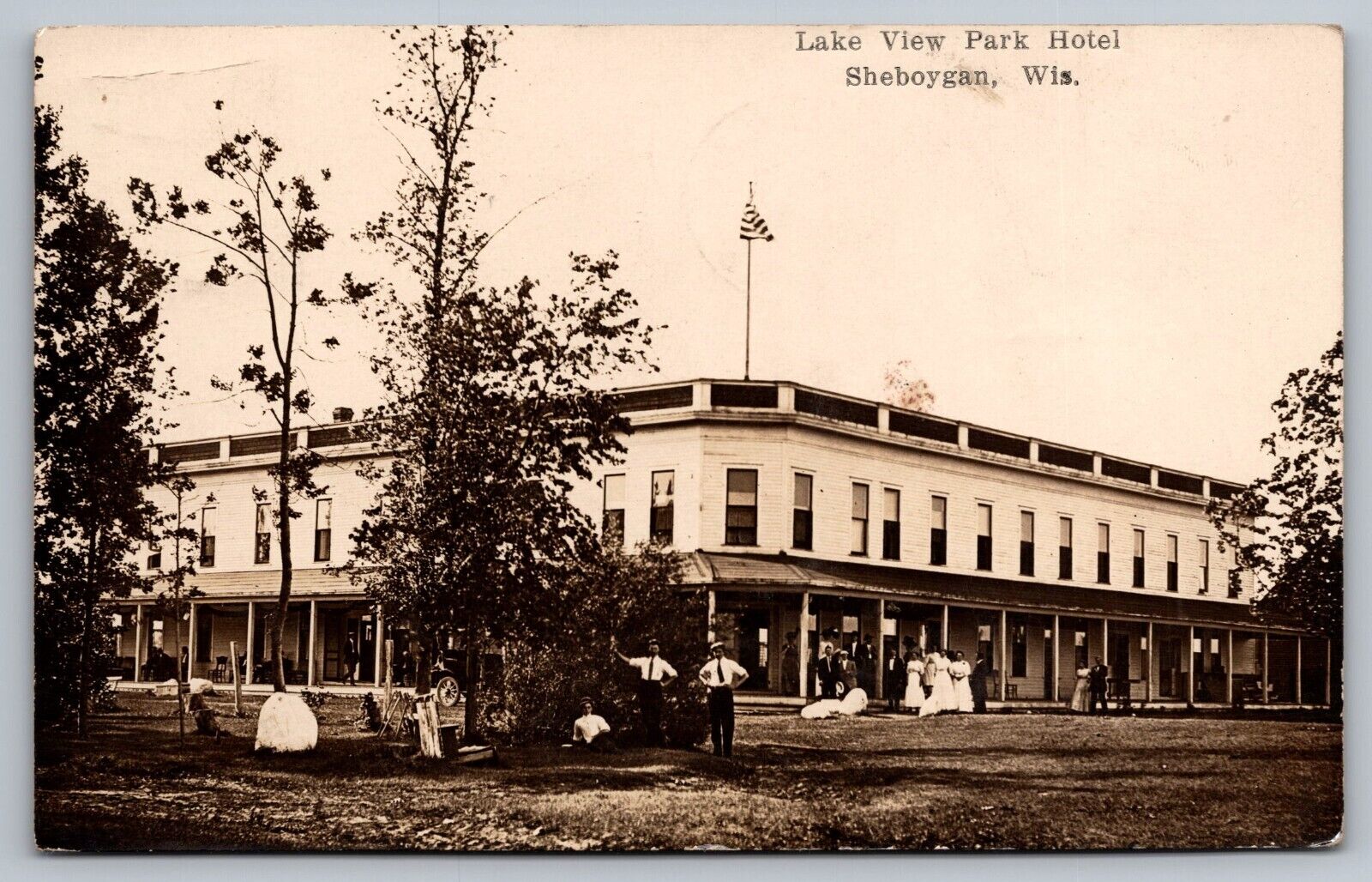 Lake View Park Hotel Sheboygan Wisconsin Early 1900s RPPC Real Photo Postcard