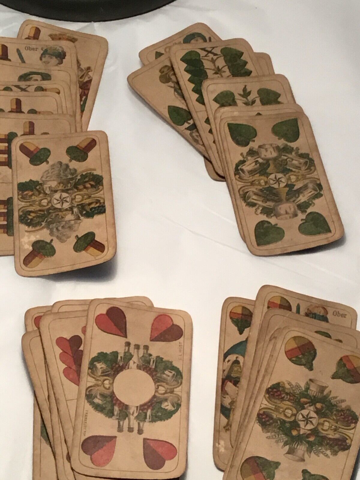 1700’s HIGHGRADE Rare Historic 28 Card Deck Woodblock Antique Playing Cards