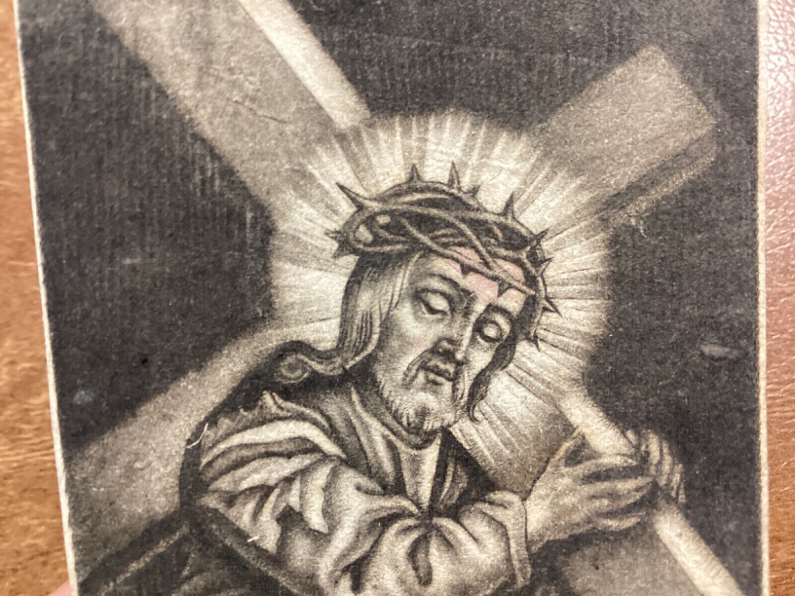 Antique Holy Card 1700’s Jesus Christ Carrying Cross religious print