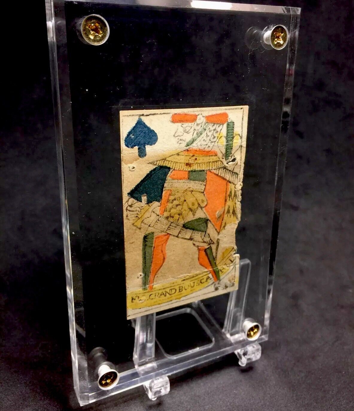 Rare 1700’s Secondary Use Antique Playing Cards Woodcut Historic French Single