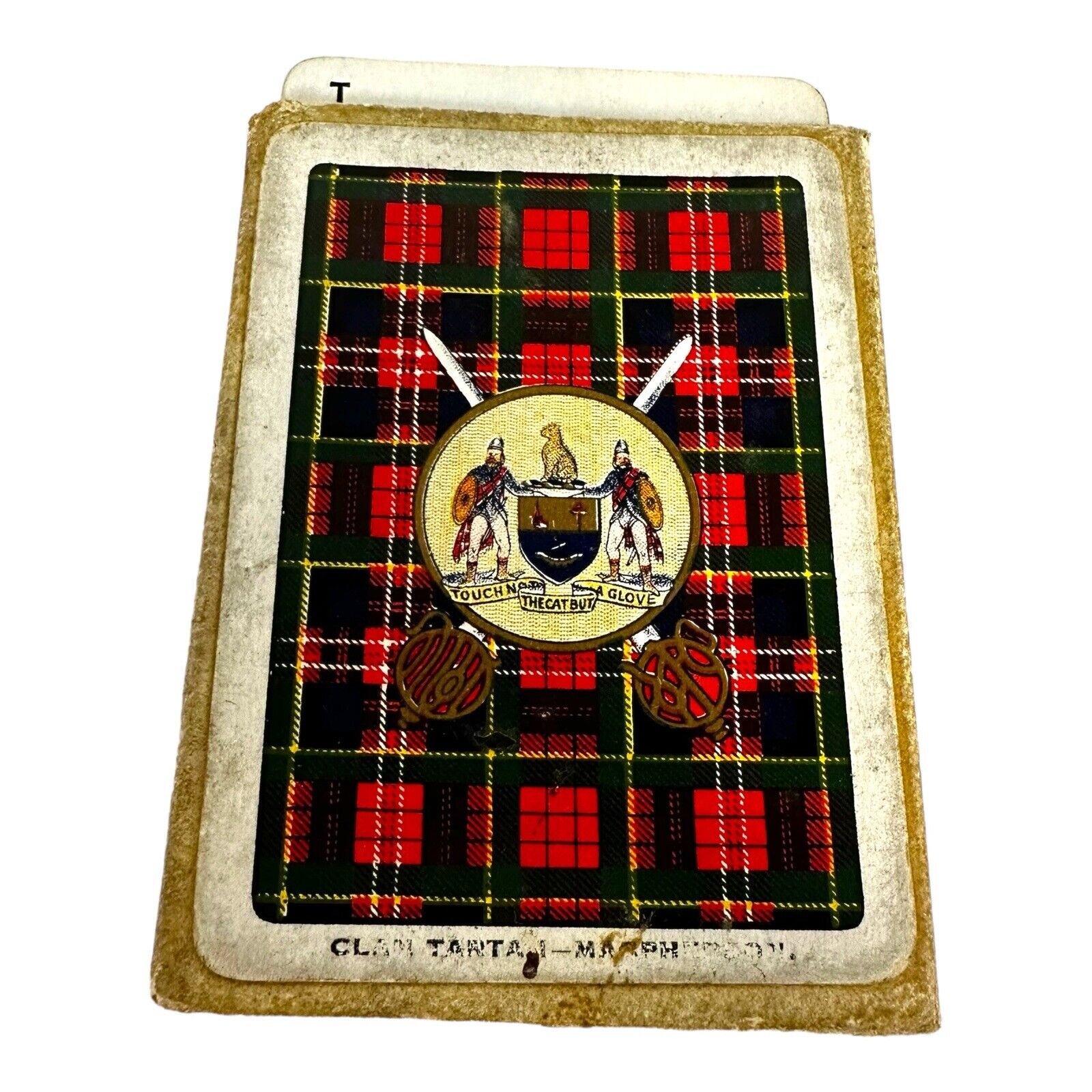 Antique 1800s Rare Charles Goodall & Sons Ltd Cat Tartan Playing Cards w/Box