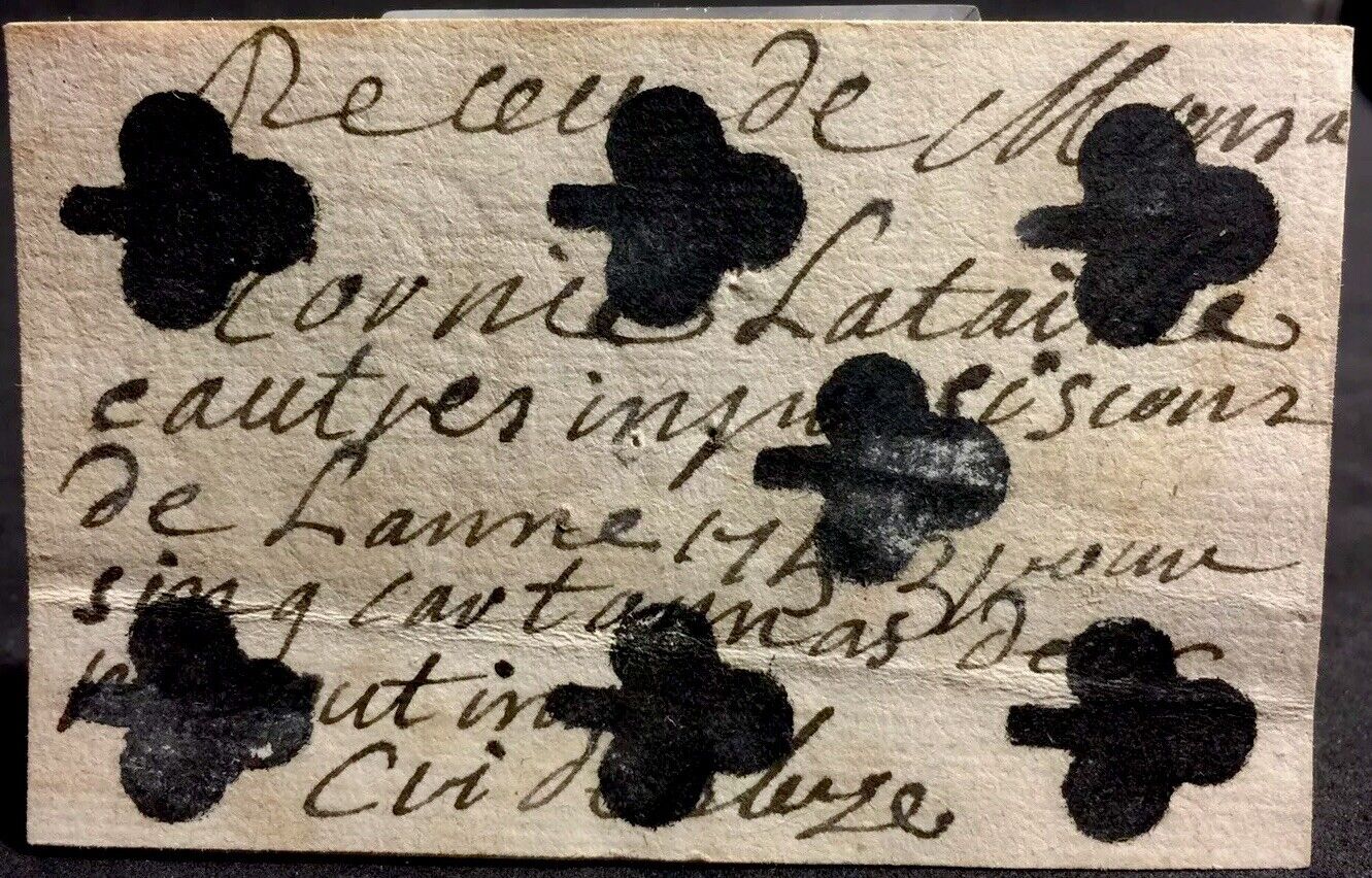 1700’s Old Europe Double Side Scripted Document Antique Playing Cards Single