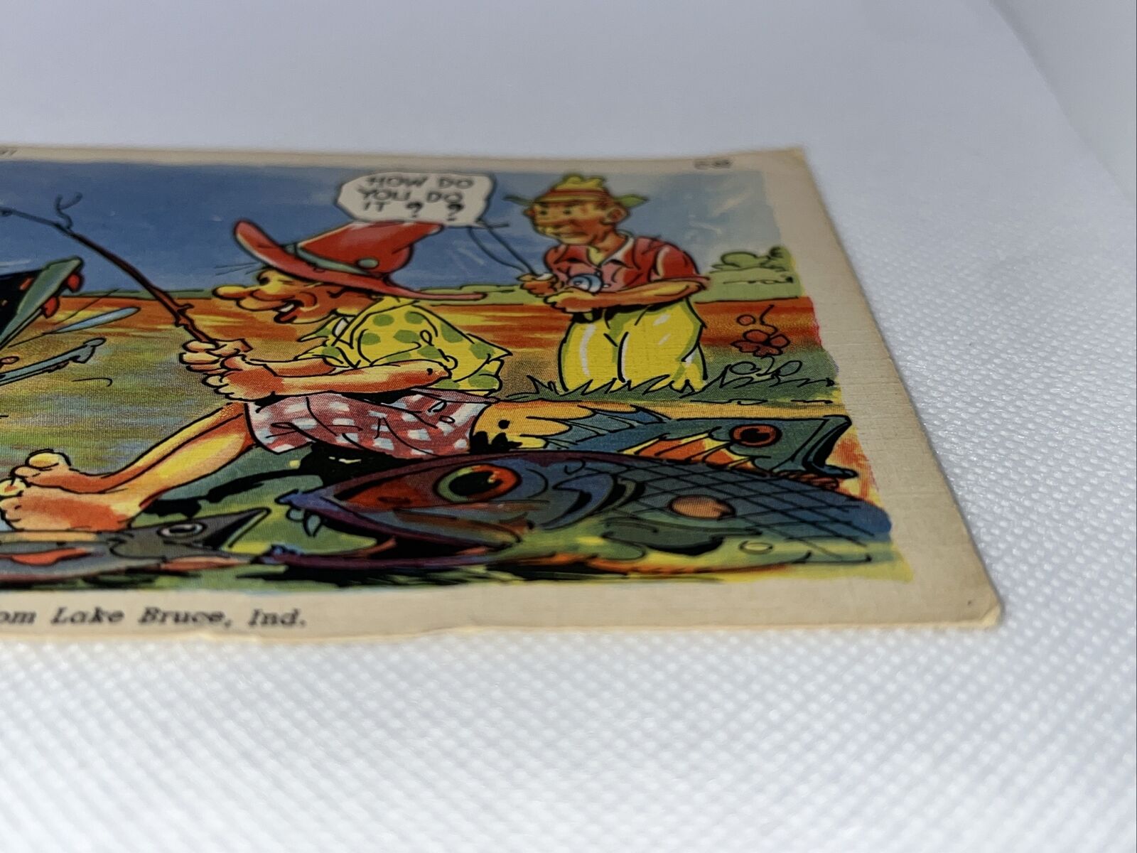 VINTAGE Fishing Postcard With  1 CENT WASHINGTON U.S. POSTAGE STAMP Cancel 1947