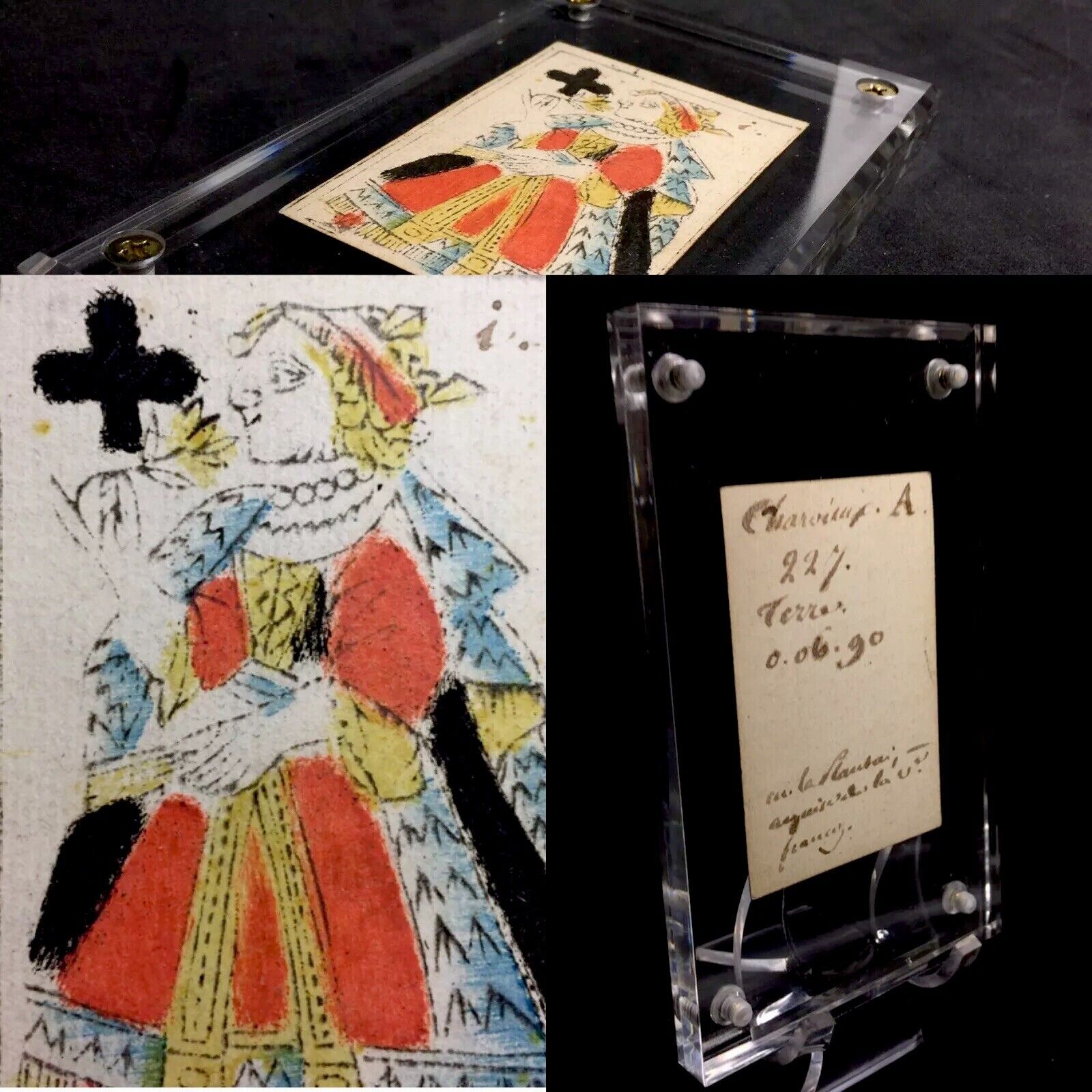 1700’s Historic Antique Playing Cards Woodcut Hand Scripted Document Artifact